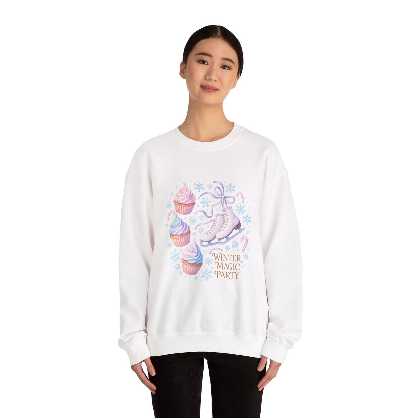 Winter Magic Party Sweatshirt — Ice Skates & Cupcakes Cozy Crewneck