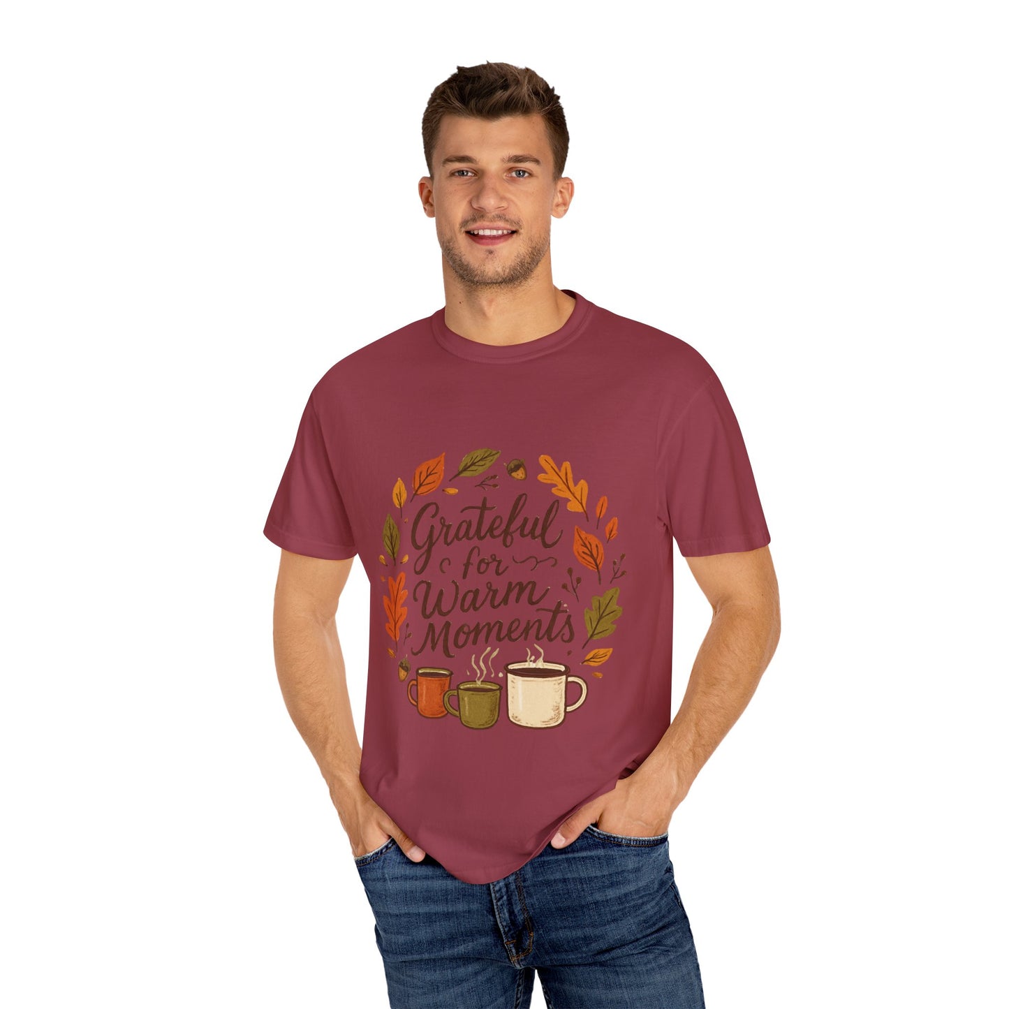 Grateful for Warm Moments T-Shirt — Cozy Autumn Coffee Mug Design