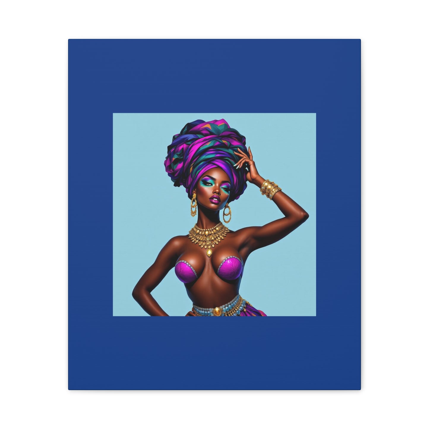 Afro Goddess Canvas Print — Vibrant Headwrap Wall Art