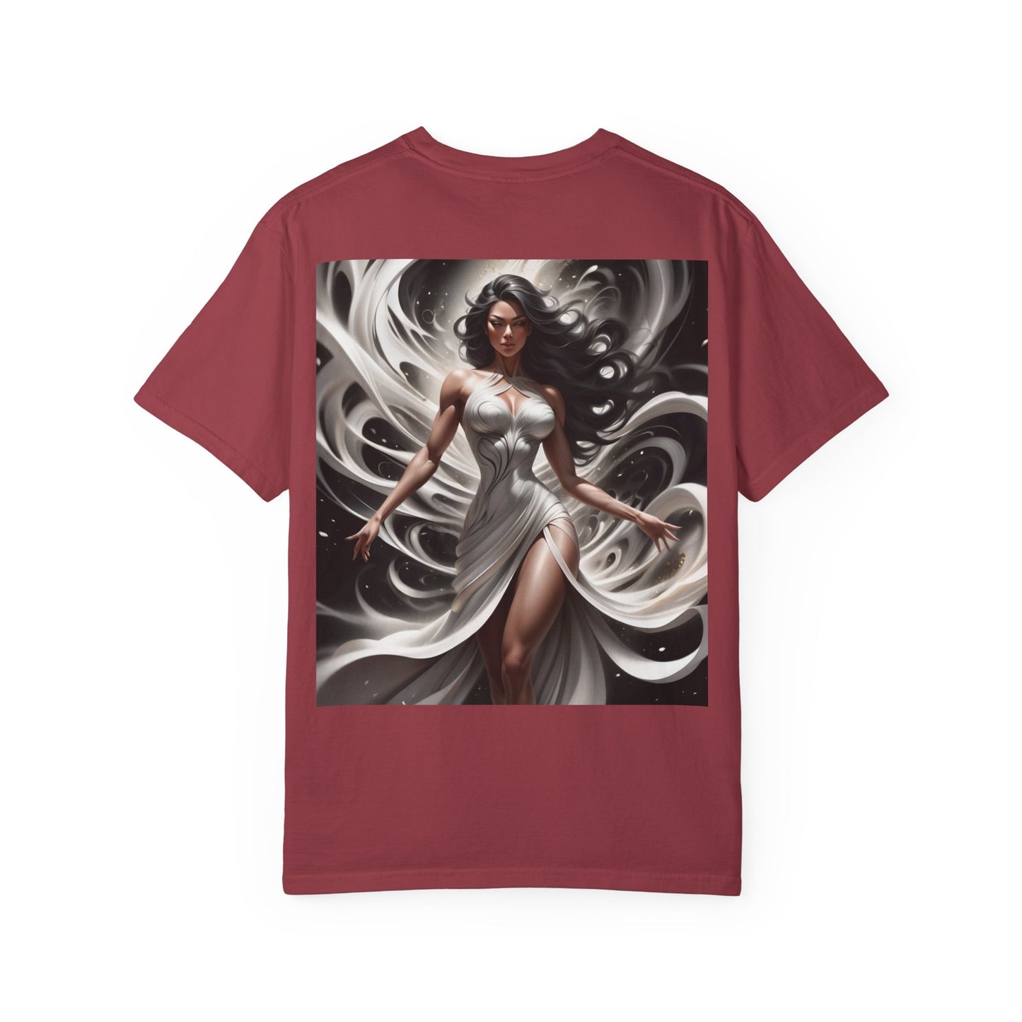 Goddess Art T-Shirt — Elegant White-Draped Fantasy Woman Print