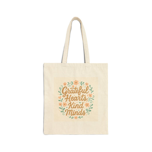 Grateful Hearts, Kind Minds Canvas Tote