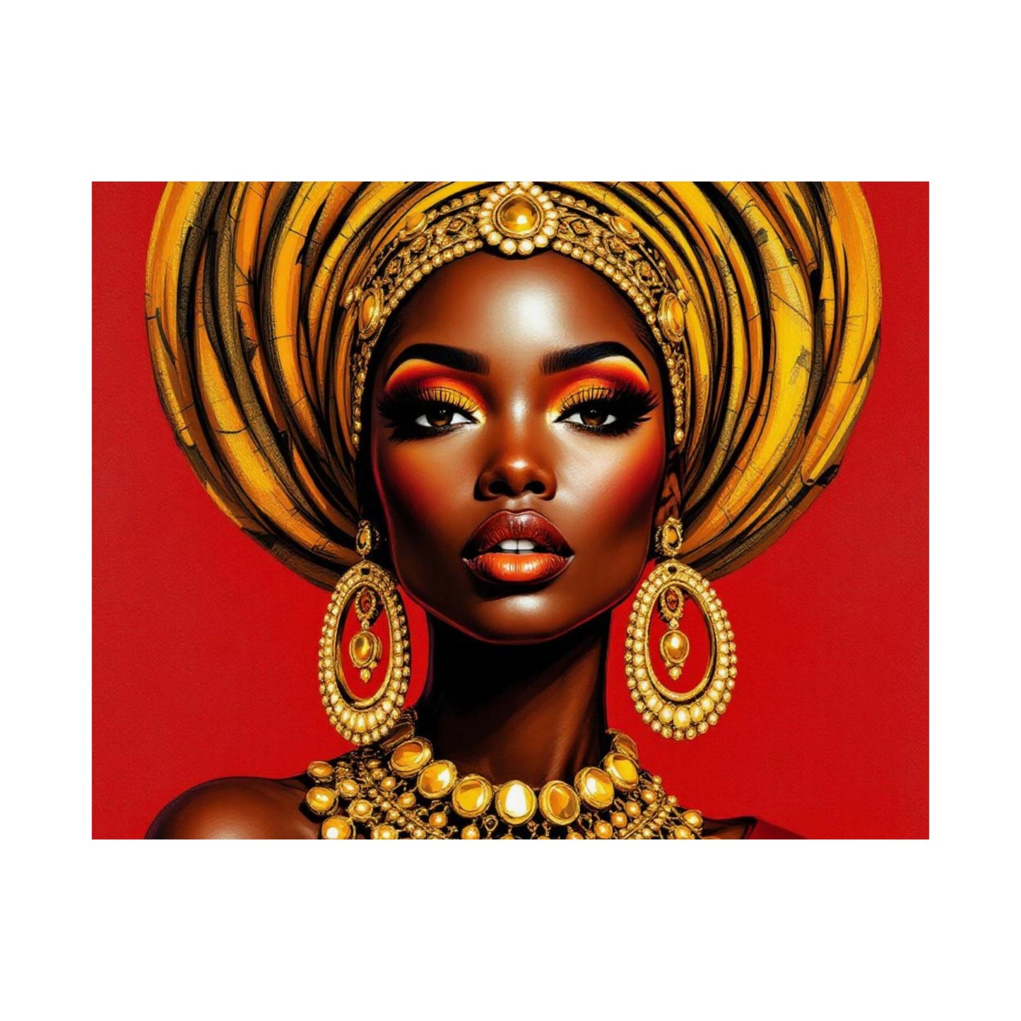 African Queen Art Poster — Bold Red Satin Print