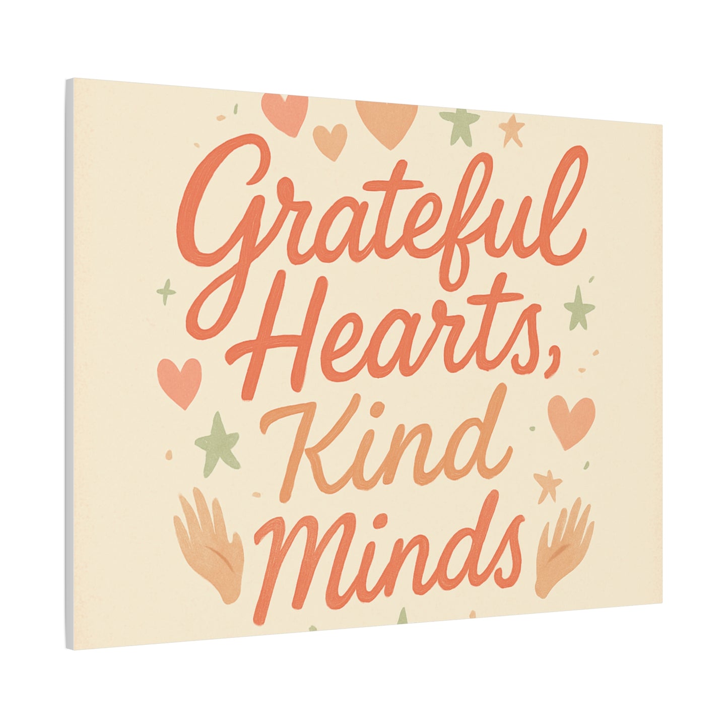 Grateful Hearts Kind Minds Canvas Wall Art — Inspirational Quote Matte Canvas