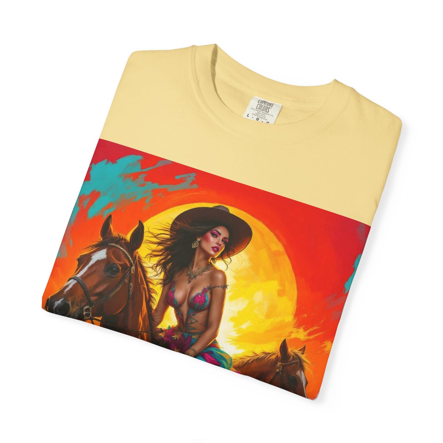 Cowgirl Sunset T-Shirt — Vibrant Western Horse Art Tee