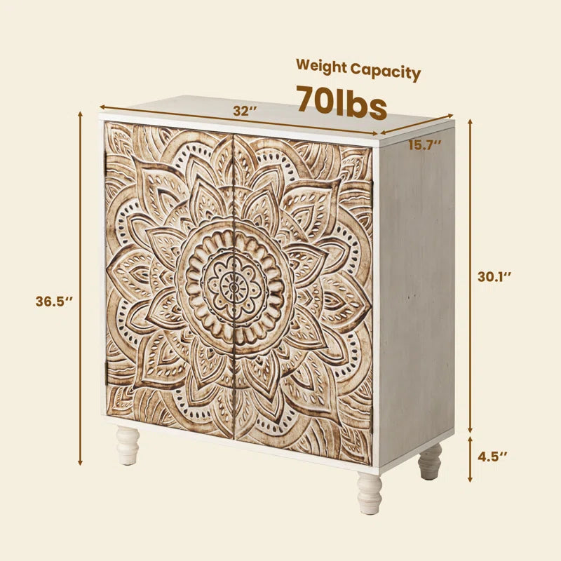 Siriah Accent Cabinet Handcarved Wood Furniture Collection
