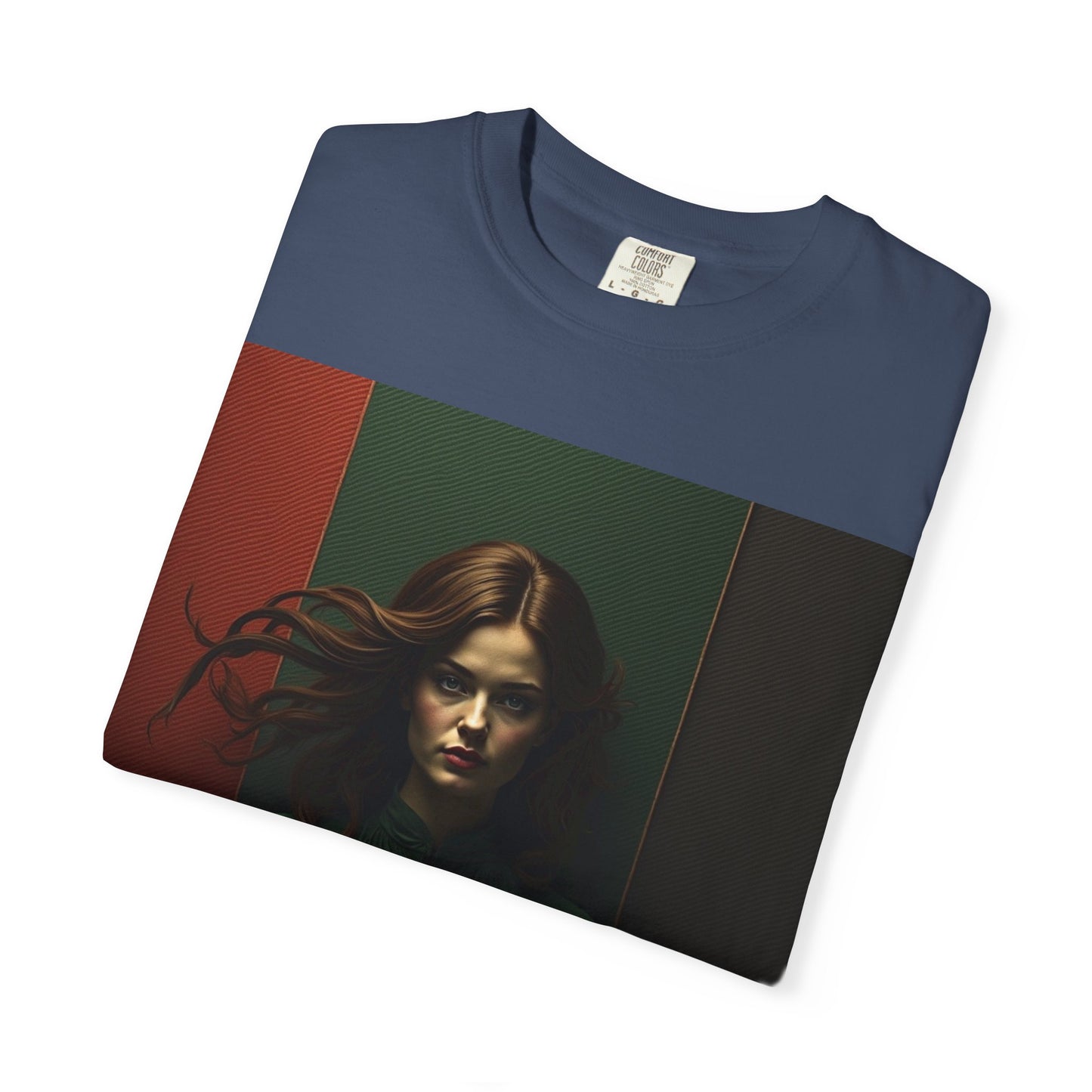 Portrait Photo Tee — Moody Green Woman Graphic T-Shirt