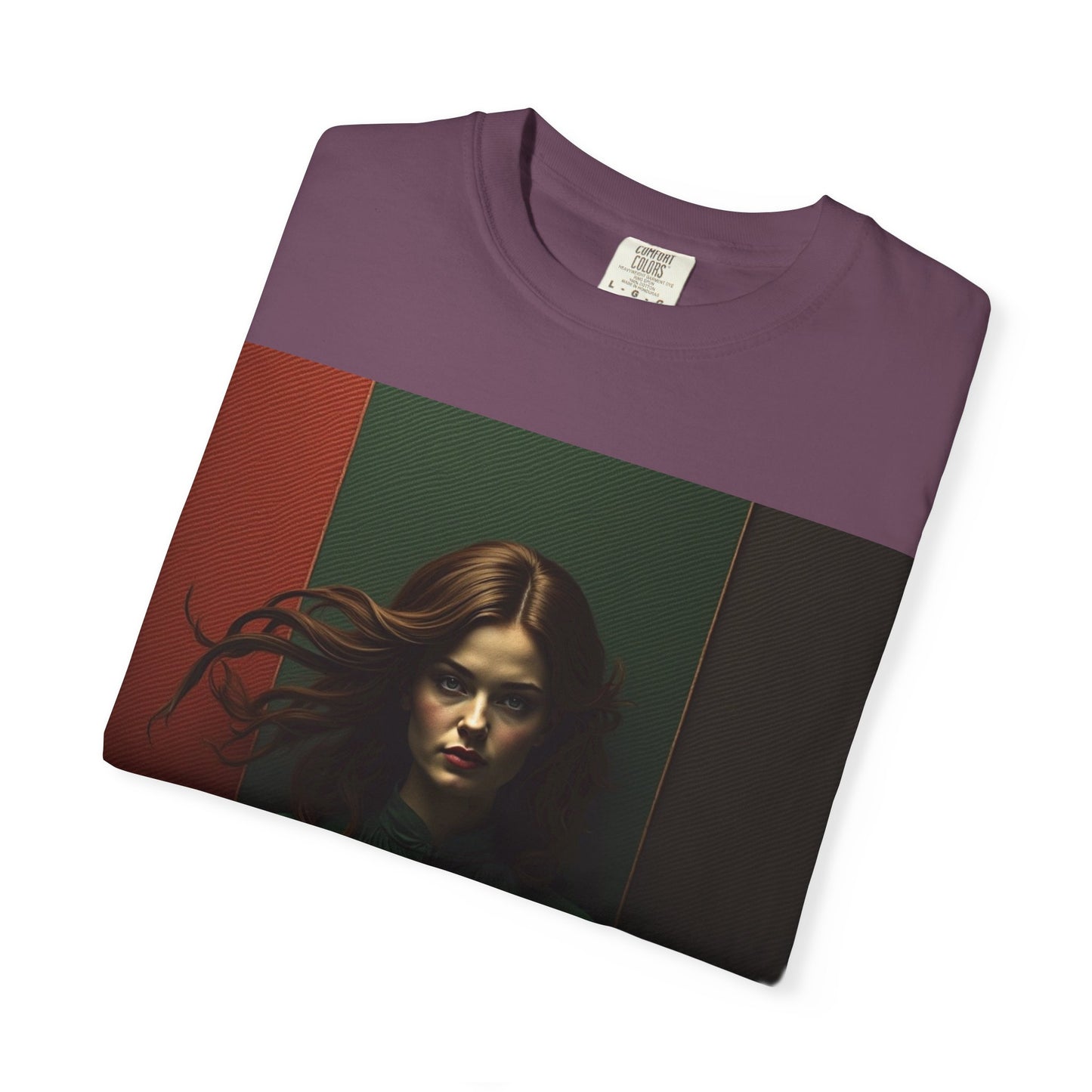 Portrait Photo Tee — Moody Green Woman Graphic T-Shirt