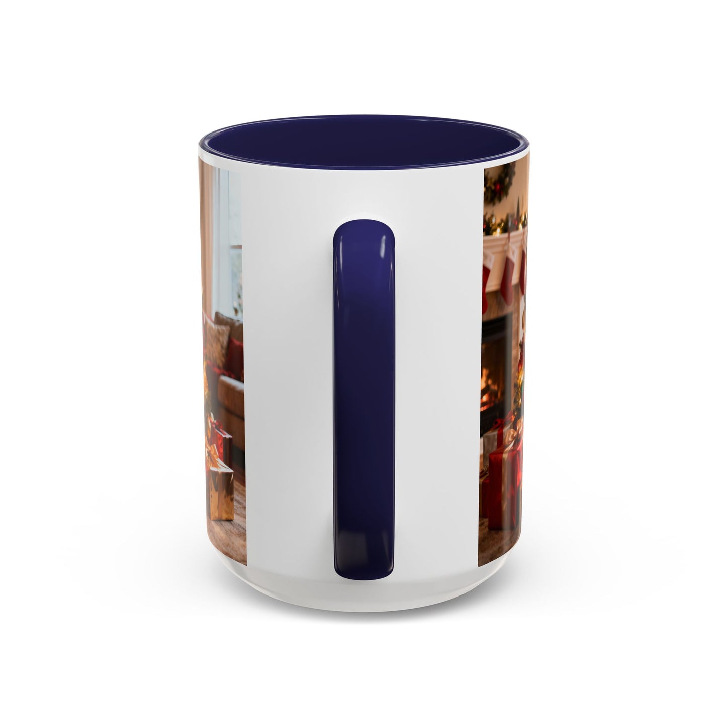 Christmas Living Room Coffee Mug – Festive Tree, Fireplace & Presents Accent Mug (11/15oz)