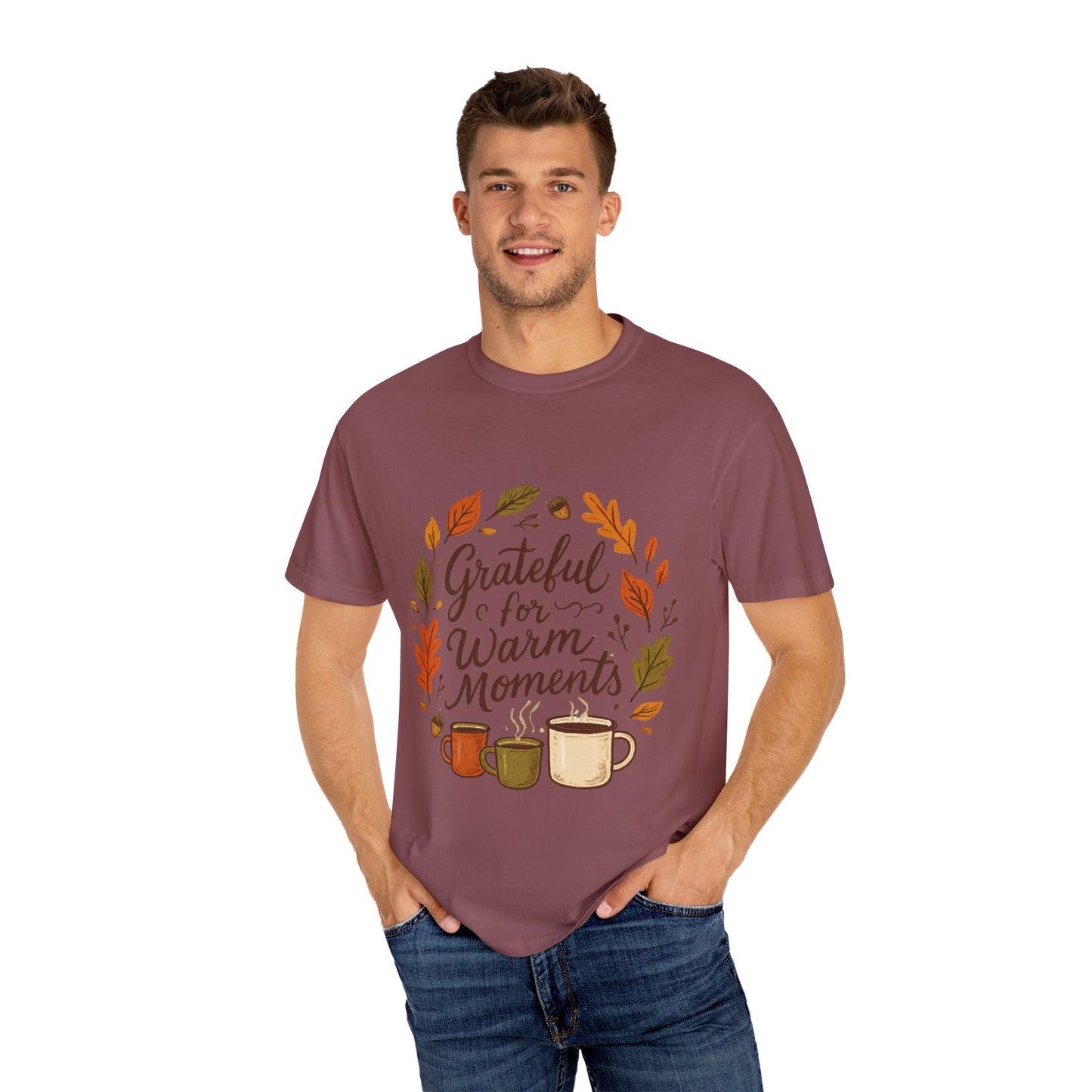 Grateful for Warm Moments T-Shirt — Cozy Autumn Coffee Mug Design