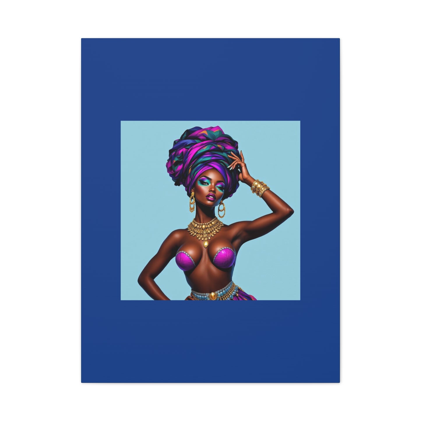 Afro Goddess Canvas Print — Vibrant Headwrap Wall Art