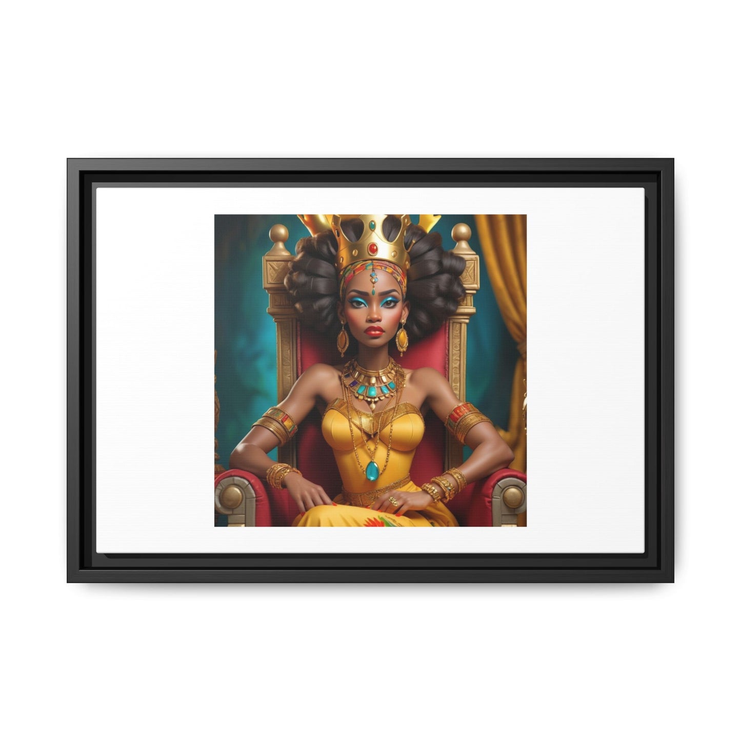 Framed Matte Canvas Art — Regal African Queen Portrait