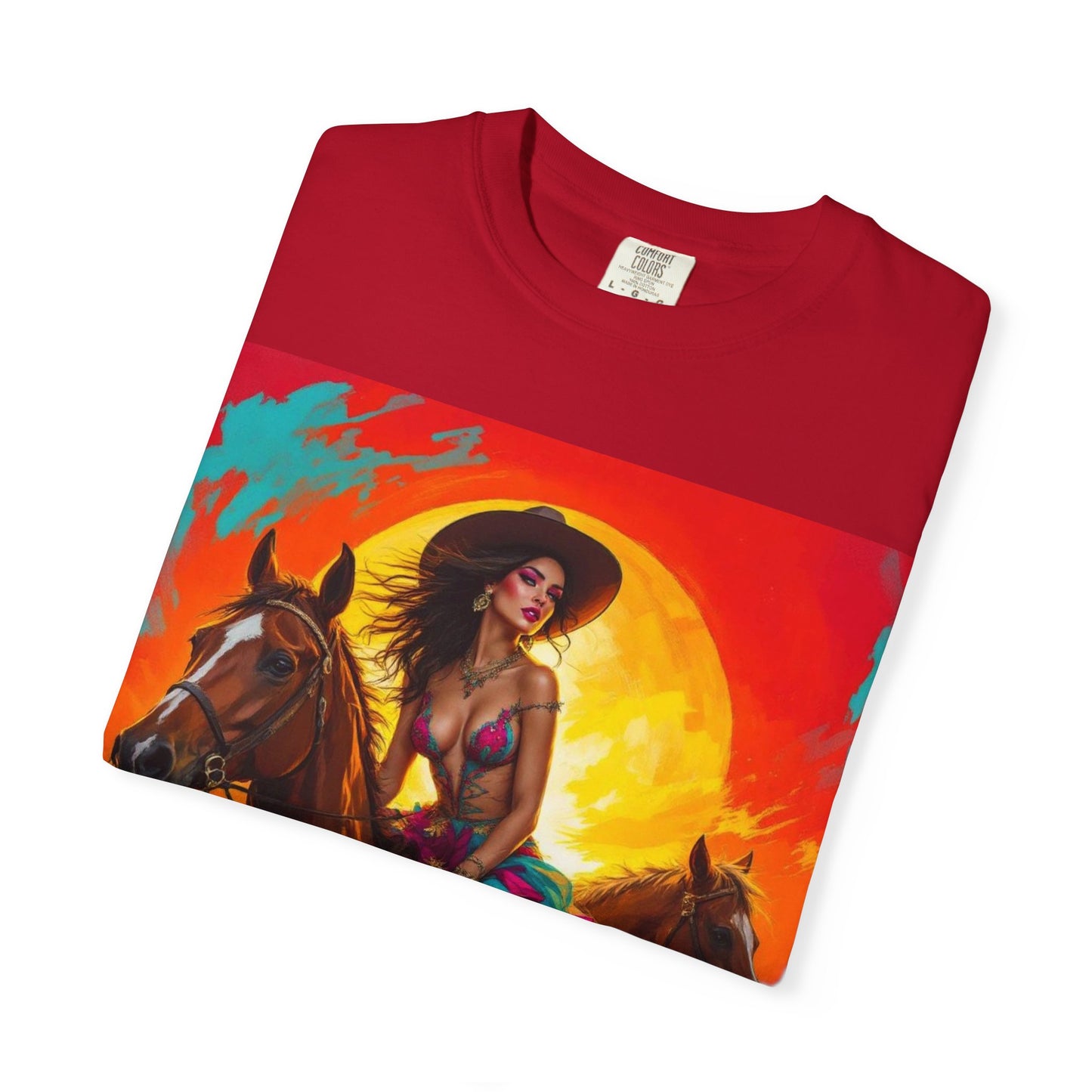 Cowgirl Sunset T-Shirt — Vibrant Western Horse Art Tee