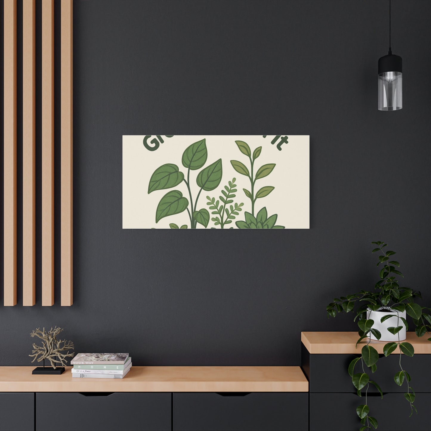Grow Through It Canvas Wall Art — Botanical Inspirational Quote Matte Print
