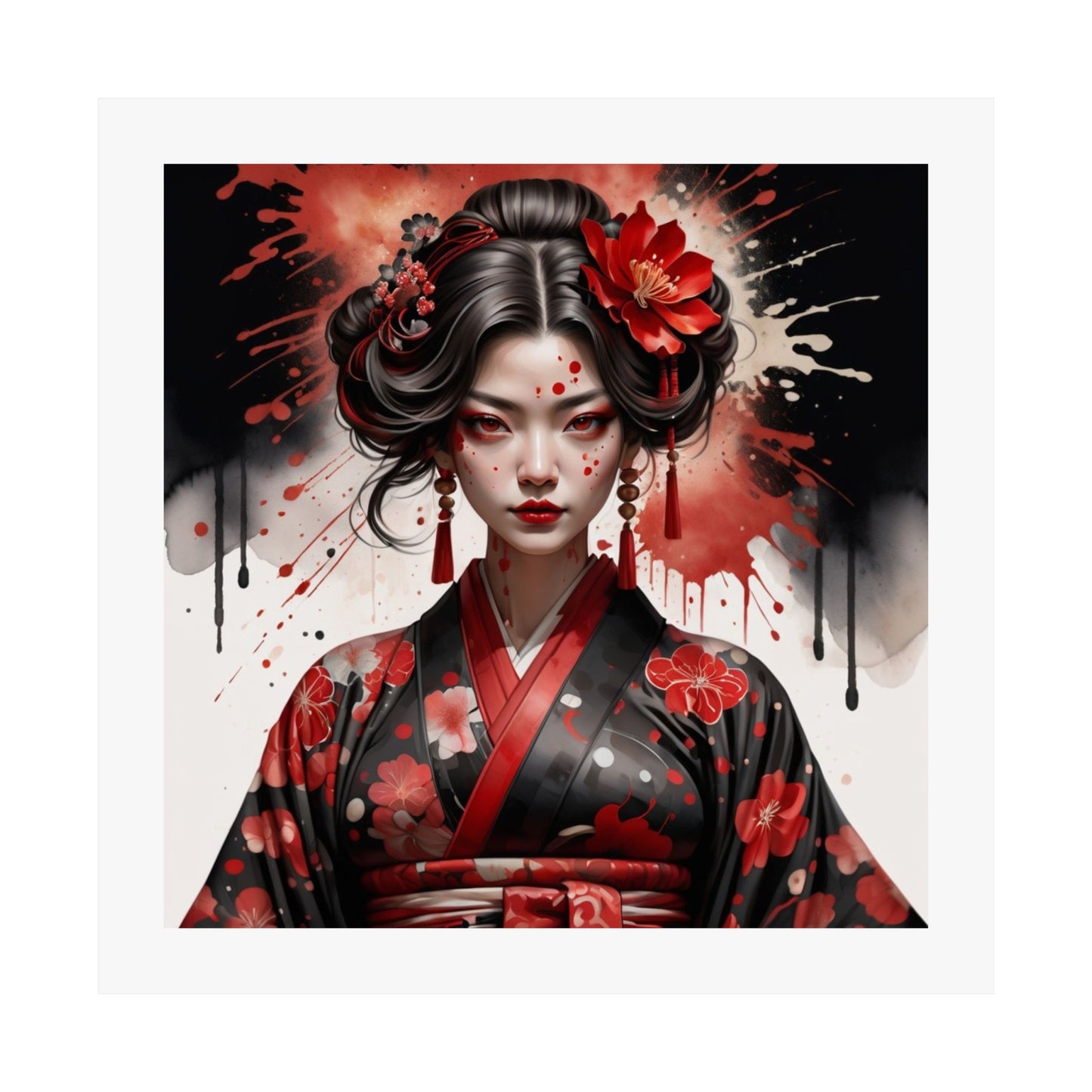 Geisha Noir Matte Poster — Japanese Female Portrait Wall Art