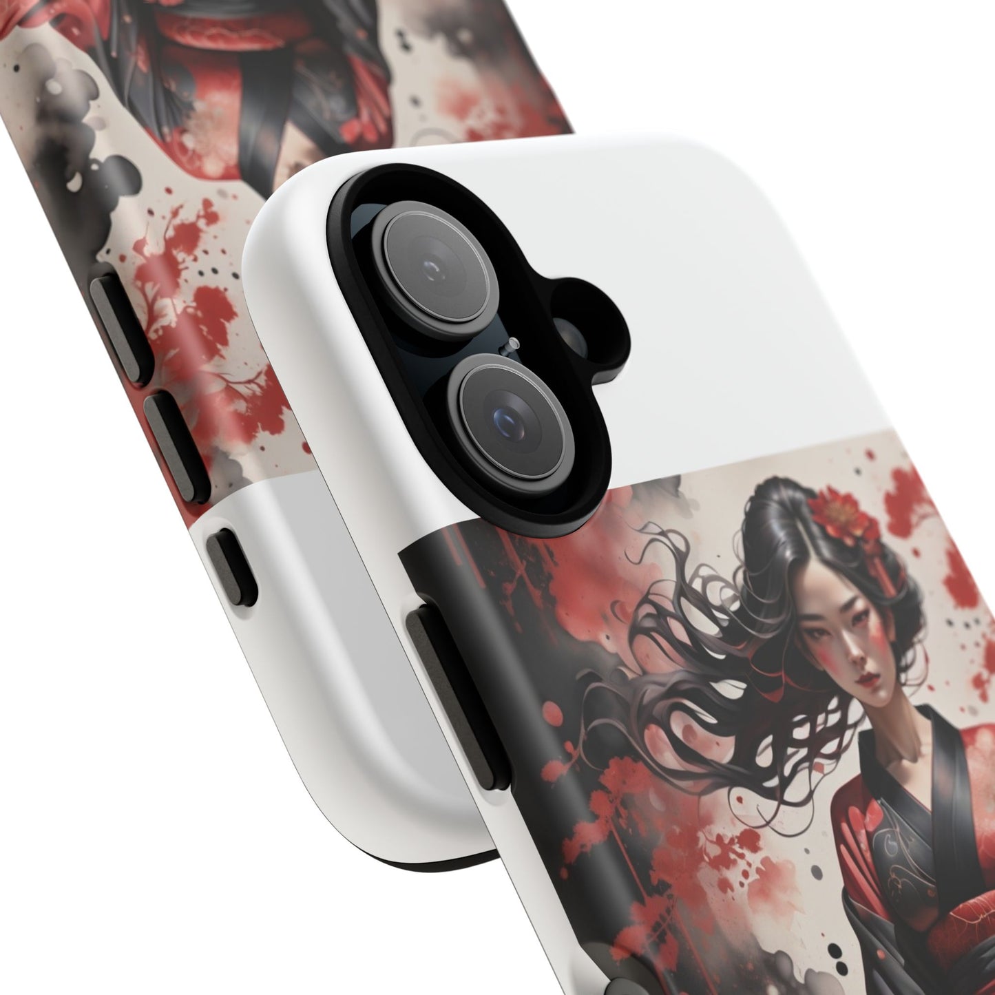 Geisha Warrior Phone Case — Dark Red Kimono Art Designer iPhone Case