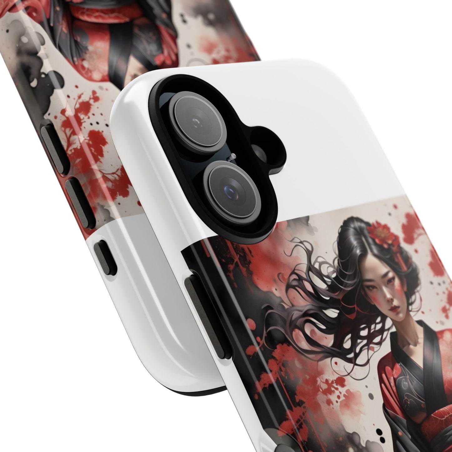 Geisha Warrior Phone Case — Dark Red Kimono Art Designer iPhone Case