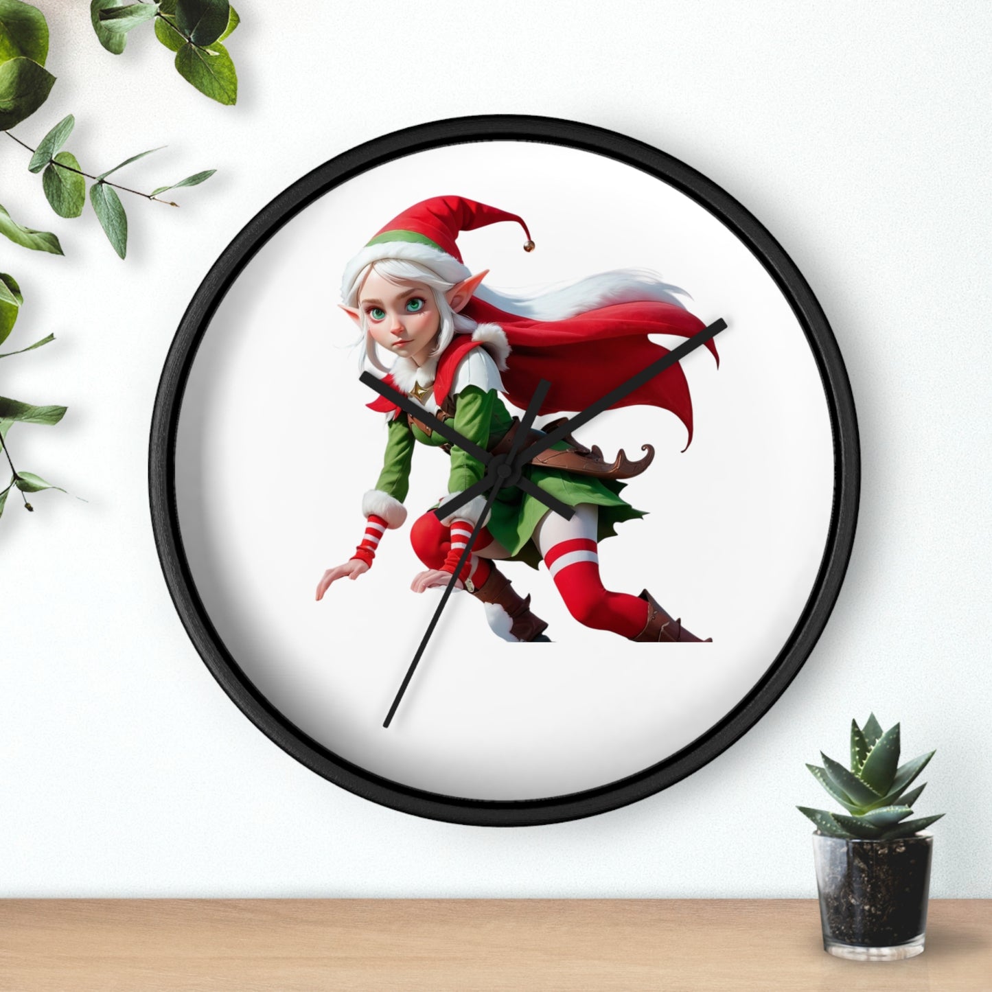 Christmas Elf Wall Clock — Festive Holiday Elf Timepiece
