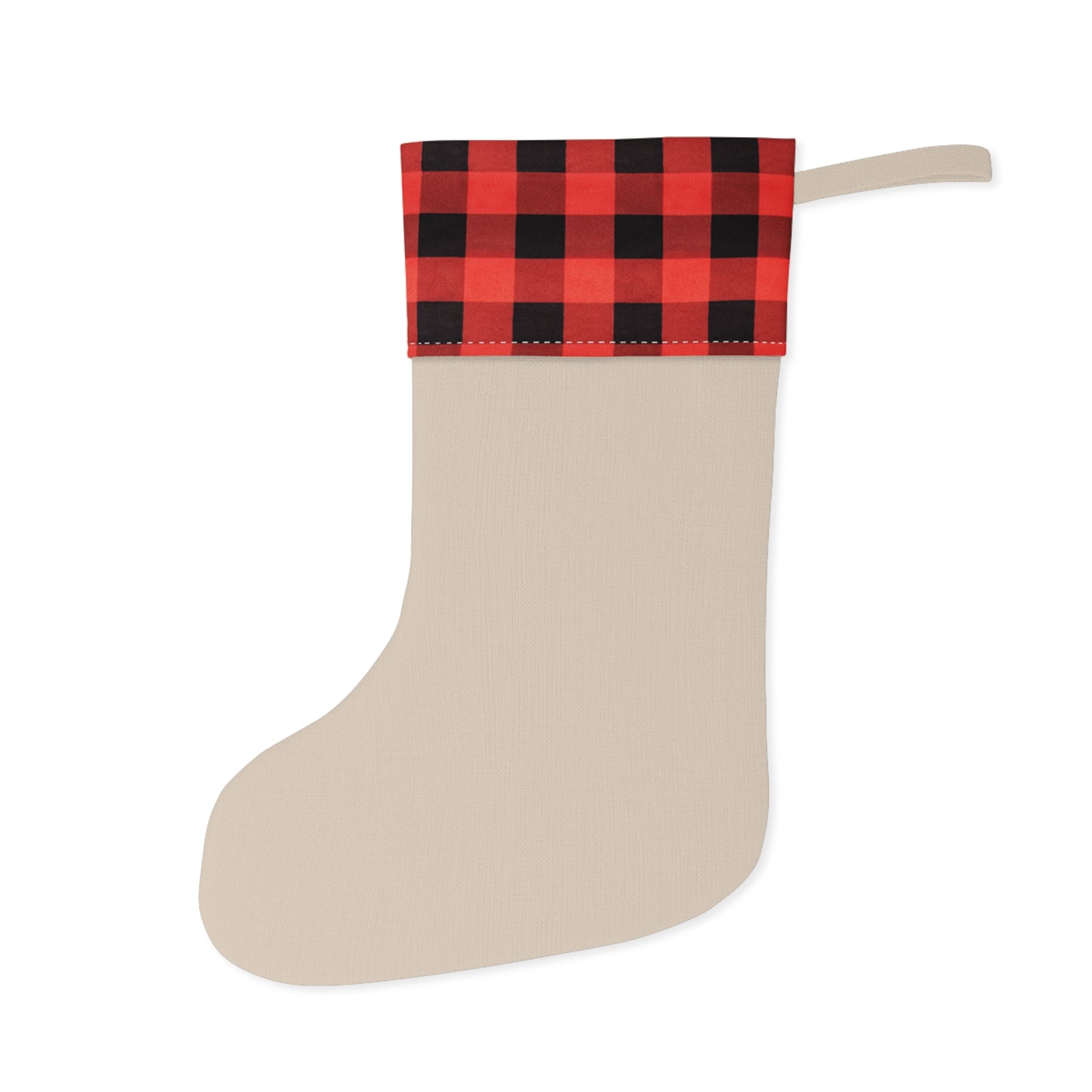 Plaid Cuff Christmas Stocking — Festive Tree & Gifts Holiday Stocking