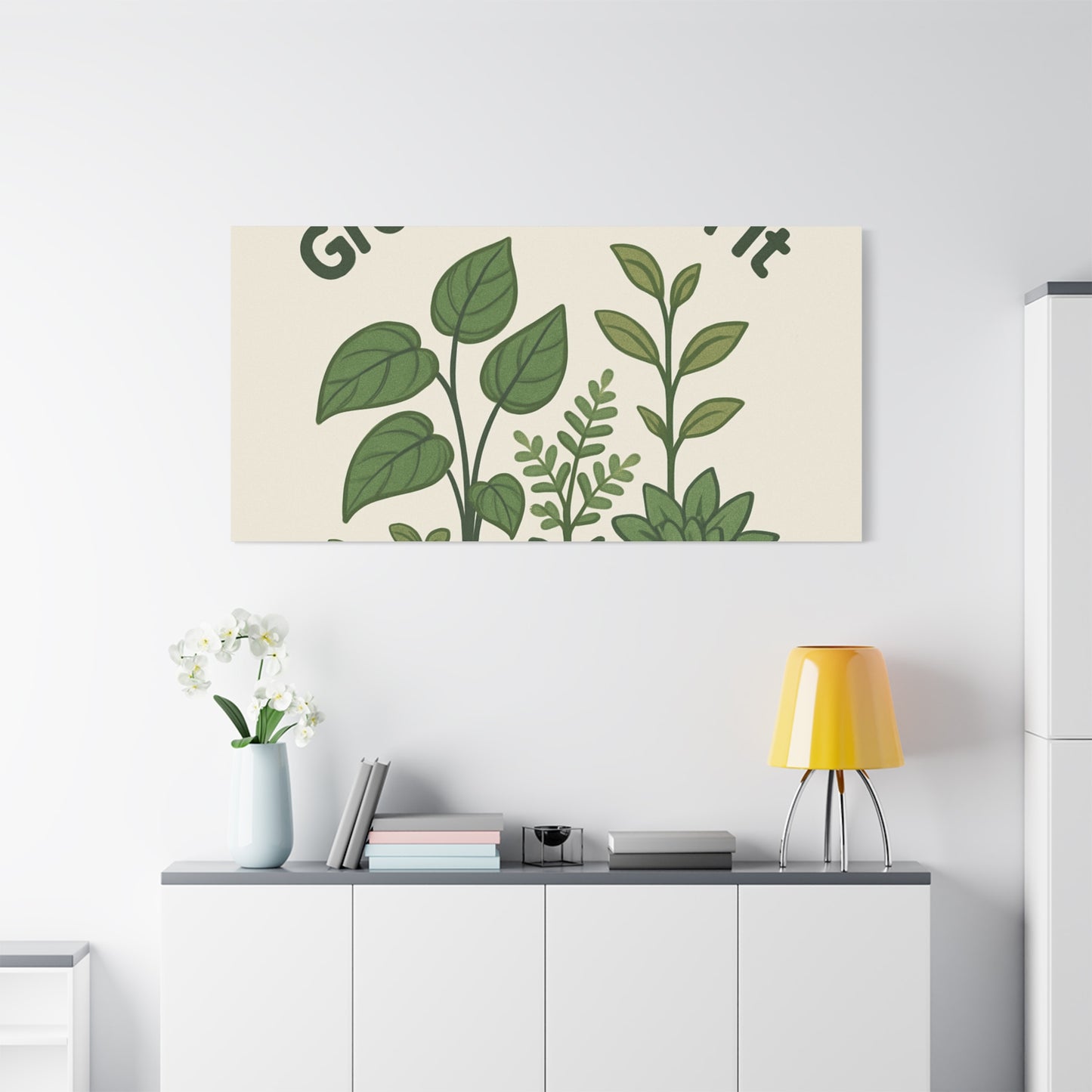 Grow Through It Canvas Wall Art — Botanical Inspirational Quote Matte Print