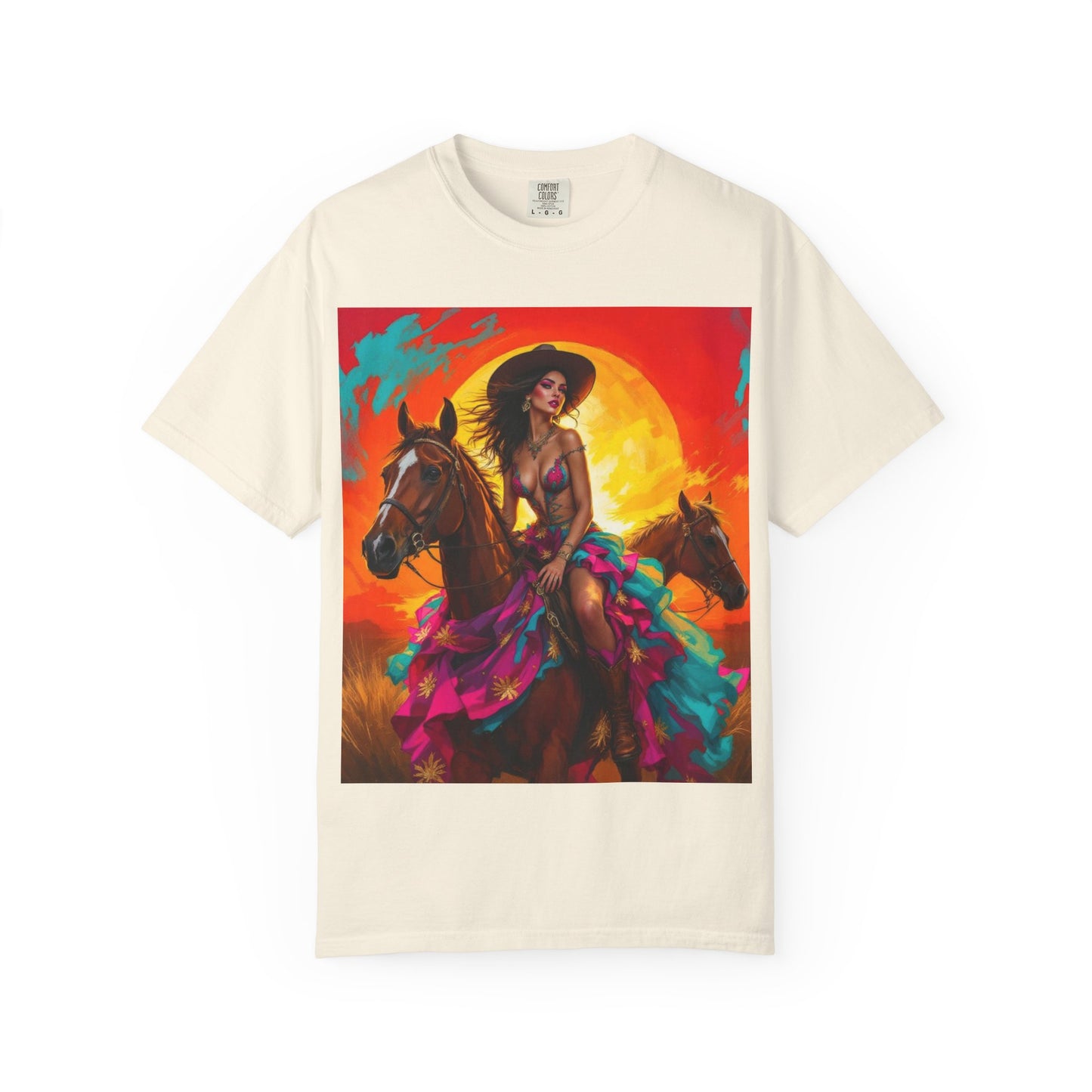 Cowgirl Sunset T-Shirt — Vibrant Western Horse Art Tee