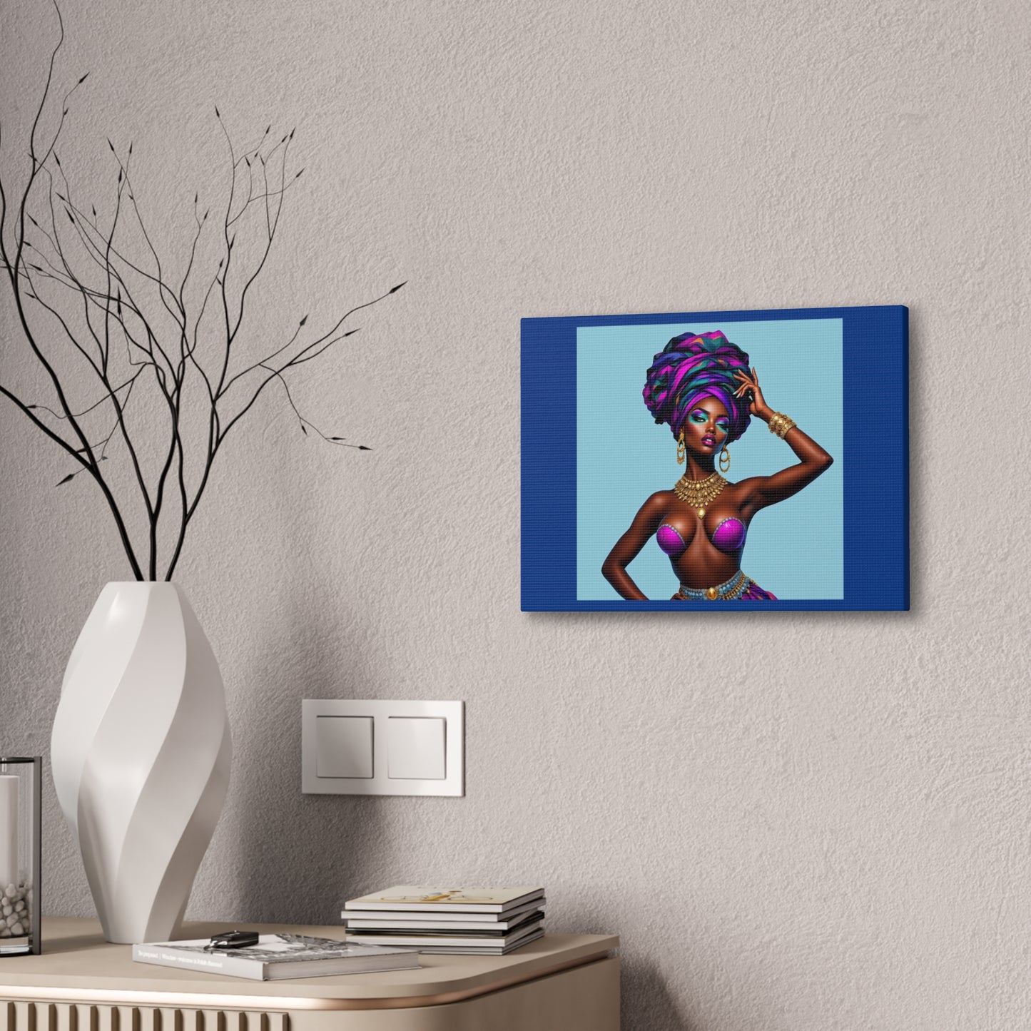 Afro Goddess Canvas Print — Vibrant Headwrap Wall Art