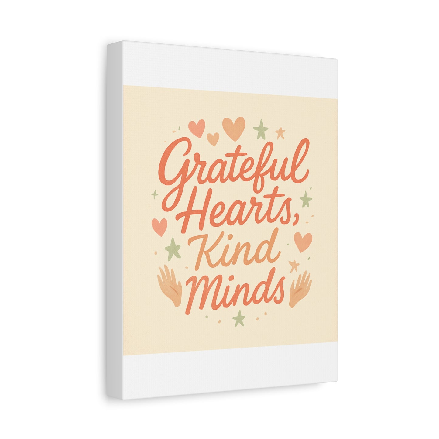 Grateful Hearts Kind Minds Canvas Wall Art — Inspirational Quote Matte Canvas