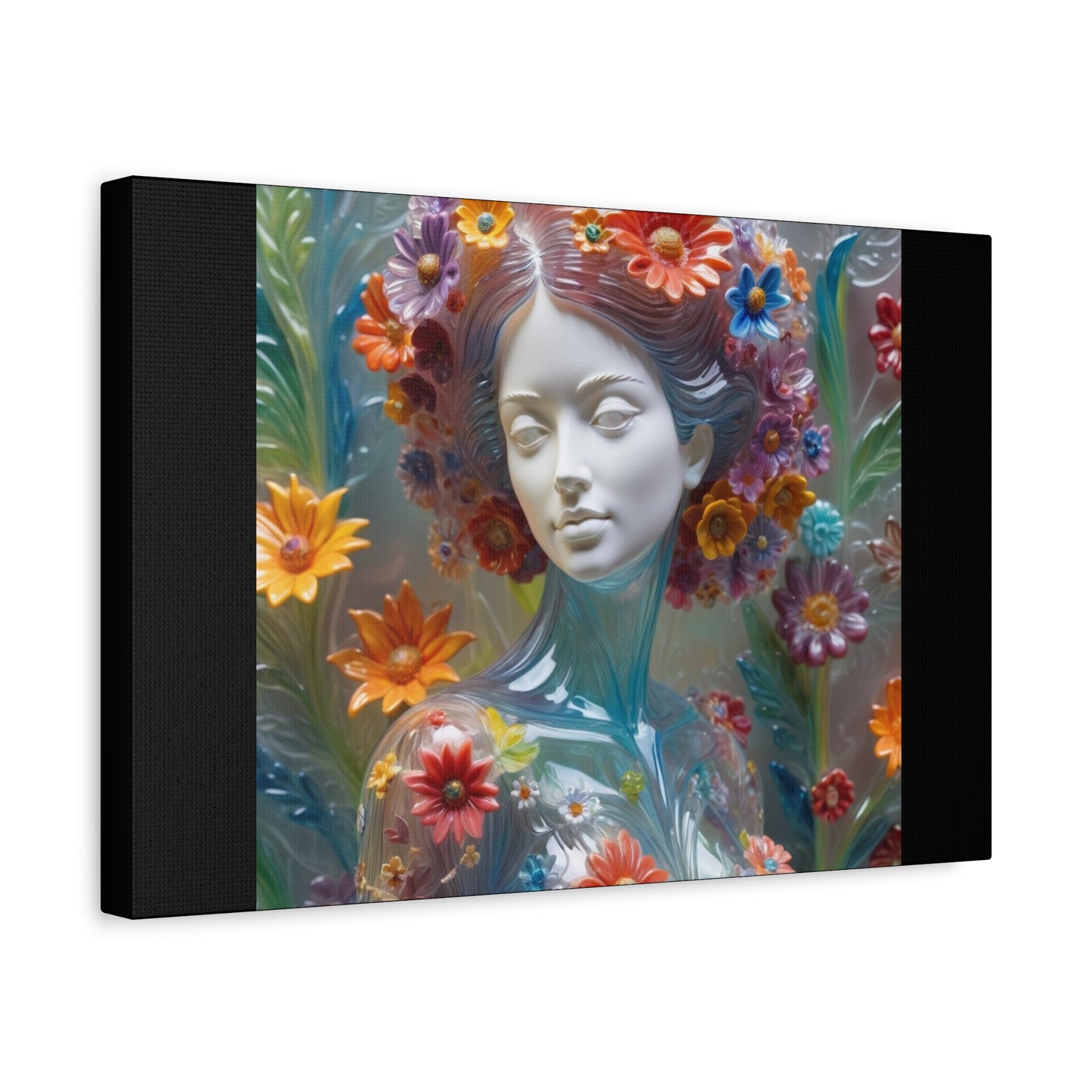 Floral Muse Matte Stretched Canvas – Botanical Female Bust Wall Art