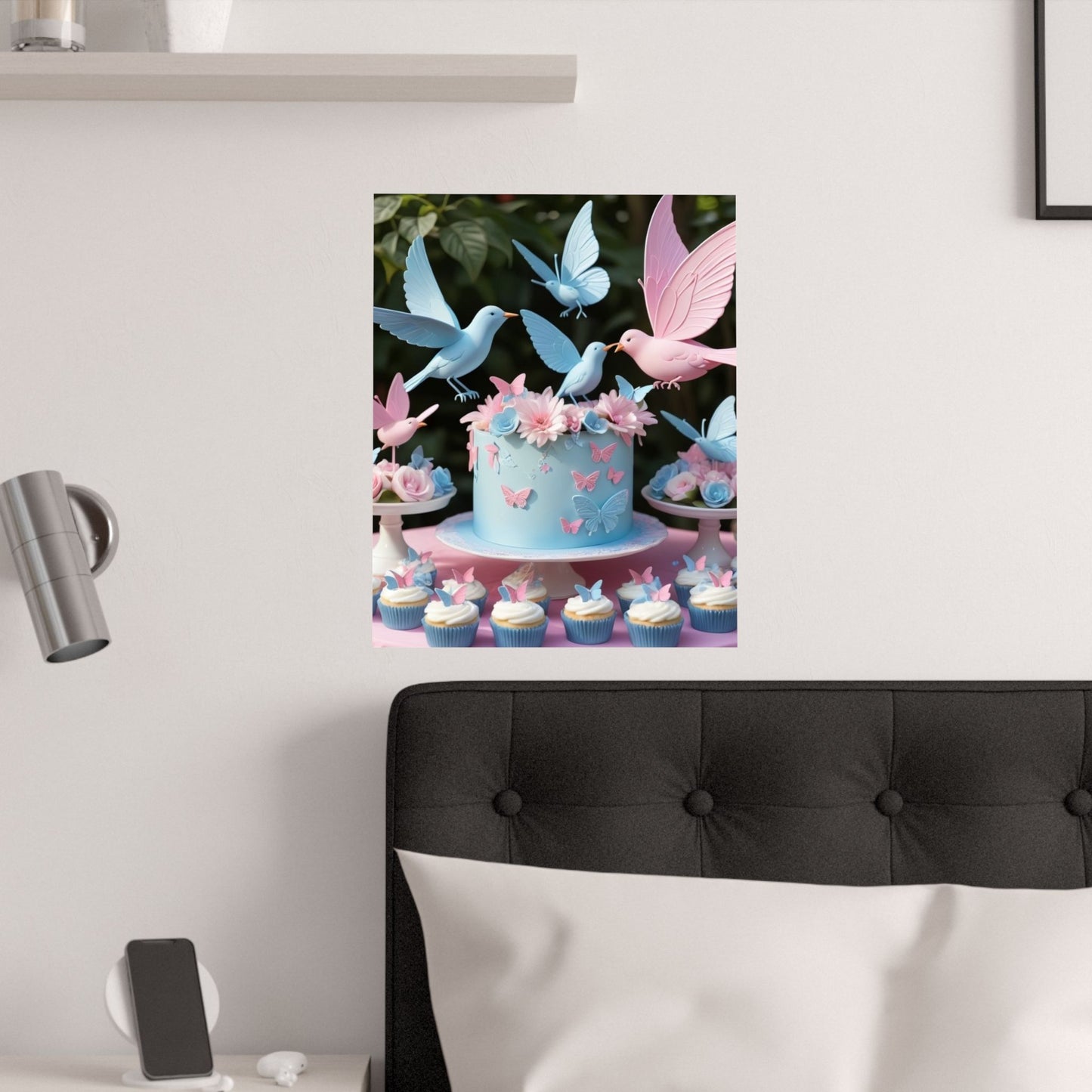 Butterfly & Dove Party Poster — Satin 210gsm Decorative Cake Print