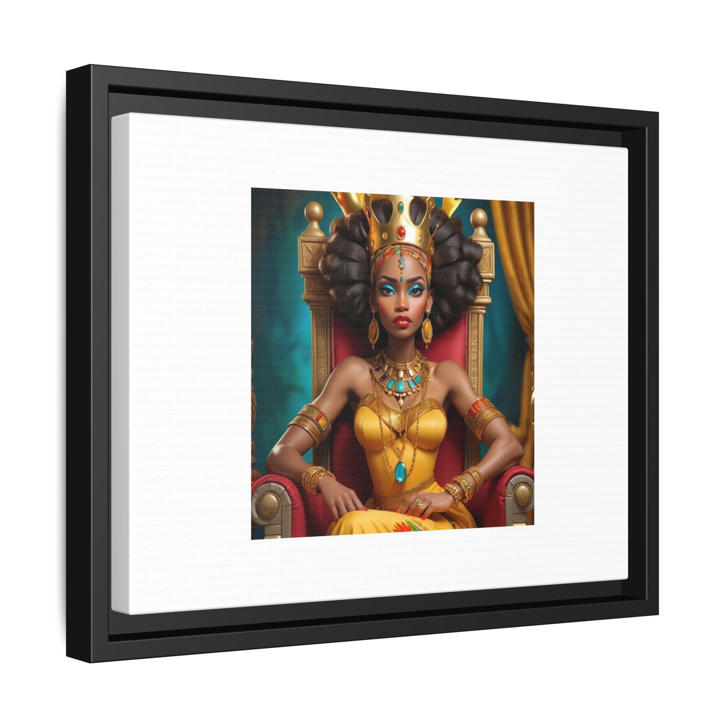 Framed Matte Canvas Art — Regal African Queen Portrait