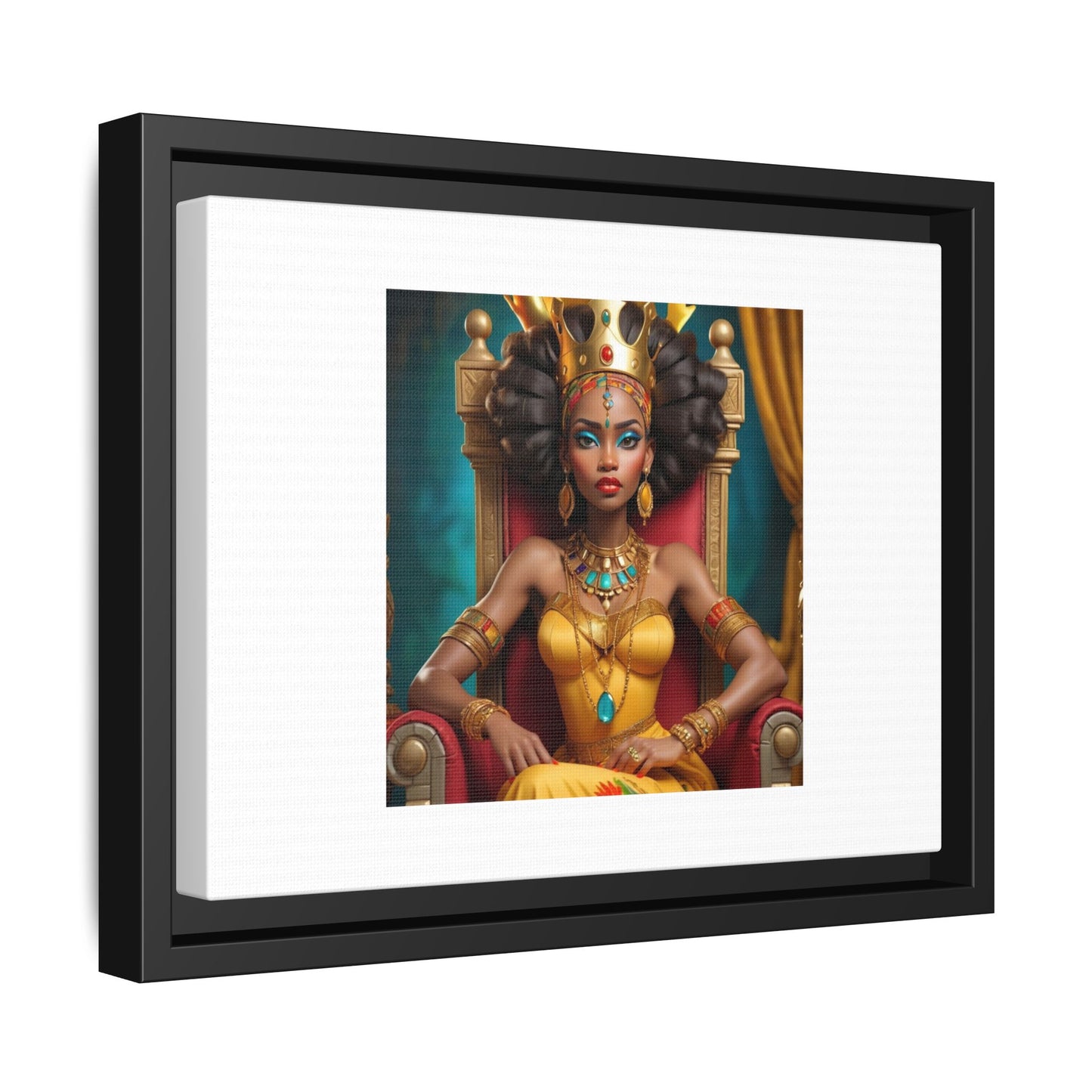 Framed Matte Canvas Art — Regal African Queen Portrait