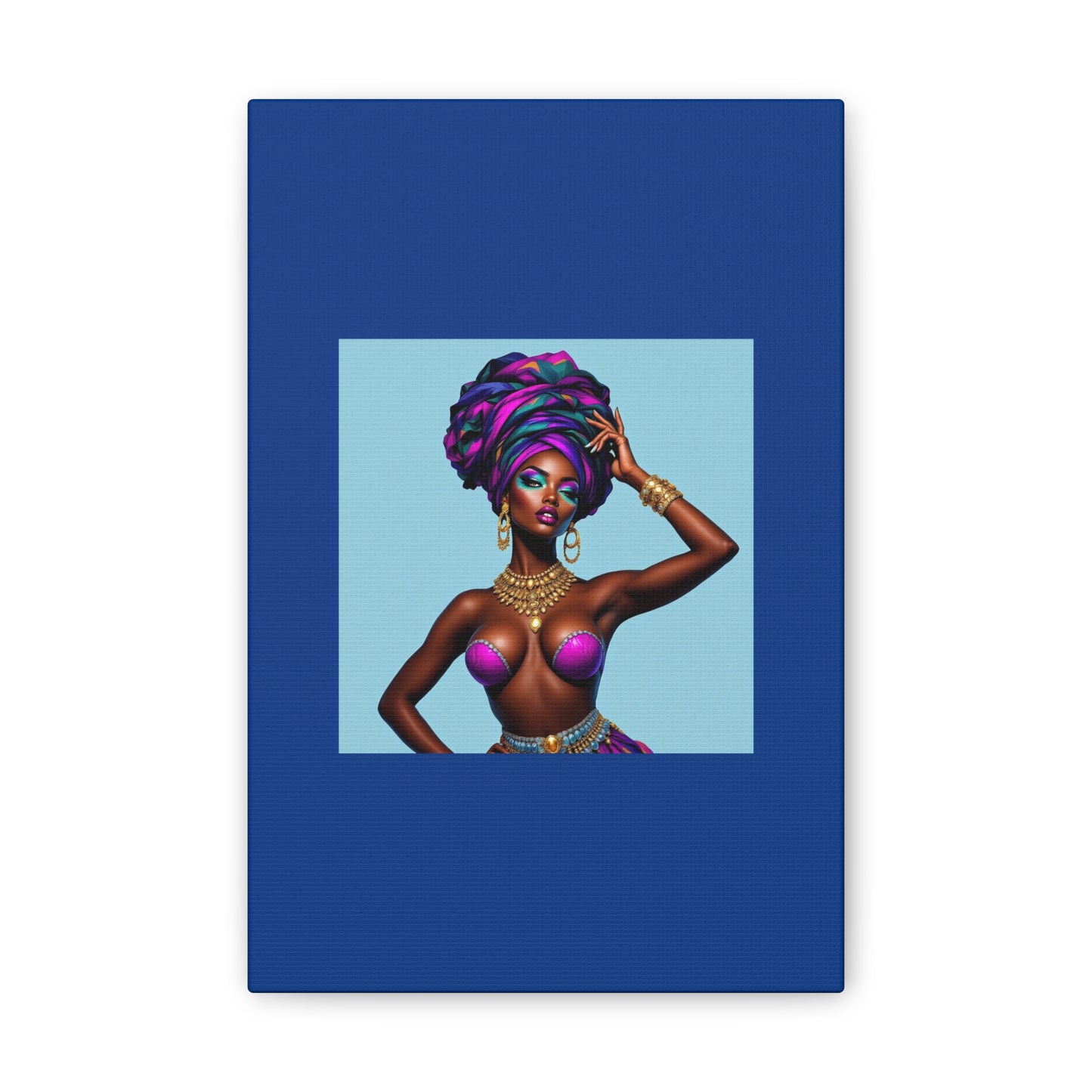 Afro Goddess Canvas Print — Vibrant Headwrap Wall Art