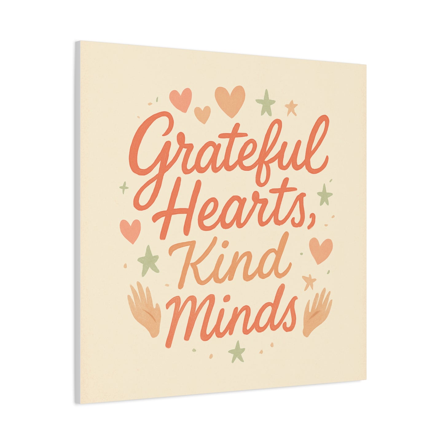 Grateful Hearts Kind Minds Canvas Wall Art — Inspirational Quote Matte Canvas