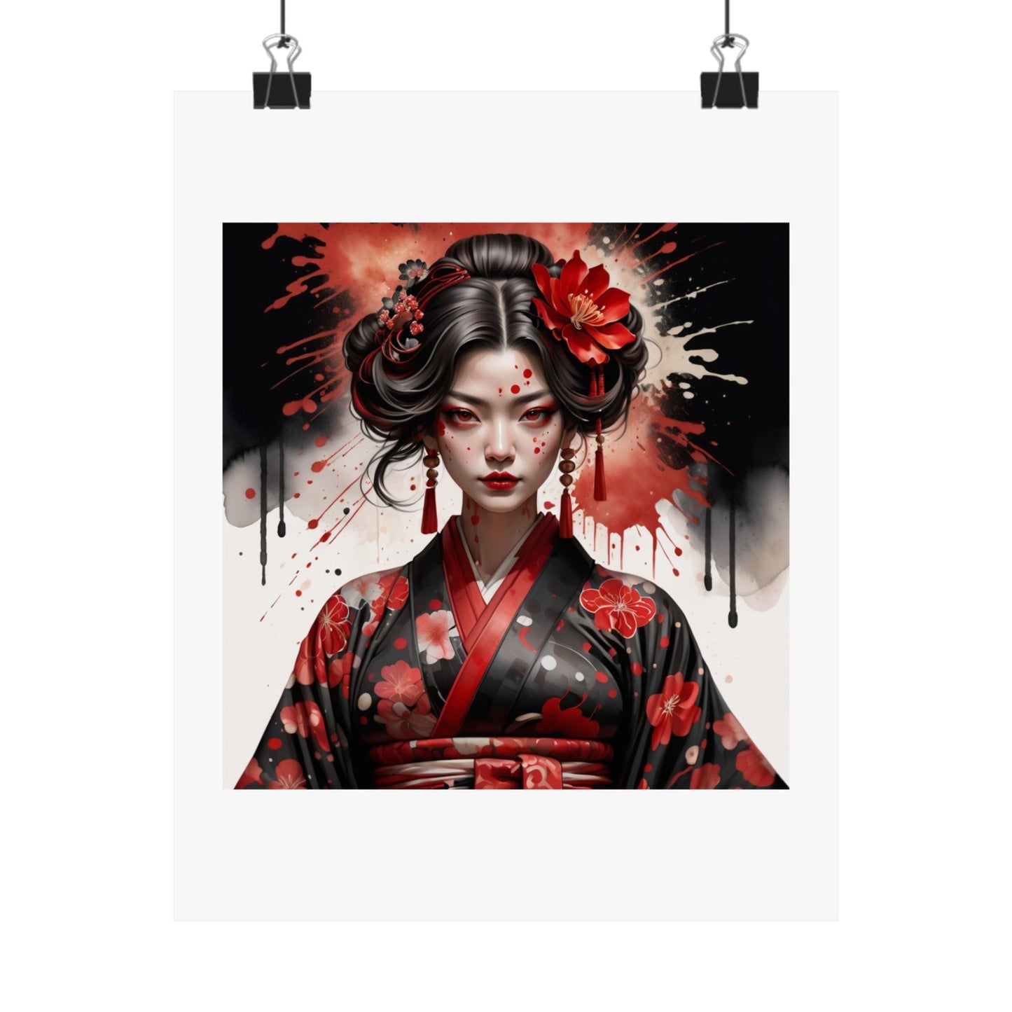 Geisha Noir Matte Poster — Japanese Female Portrait Wall Art