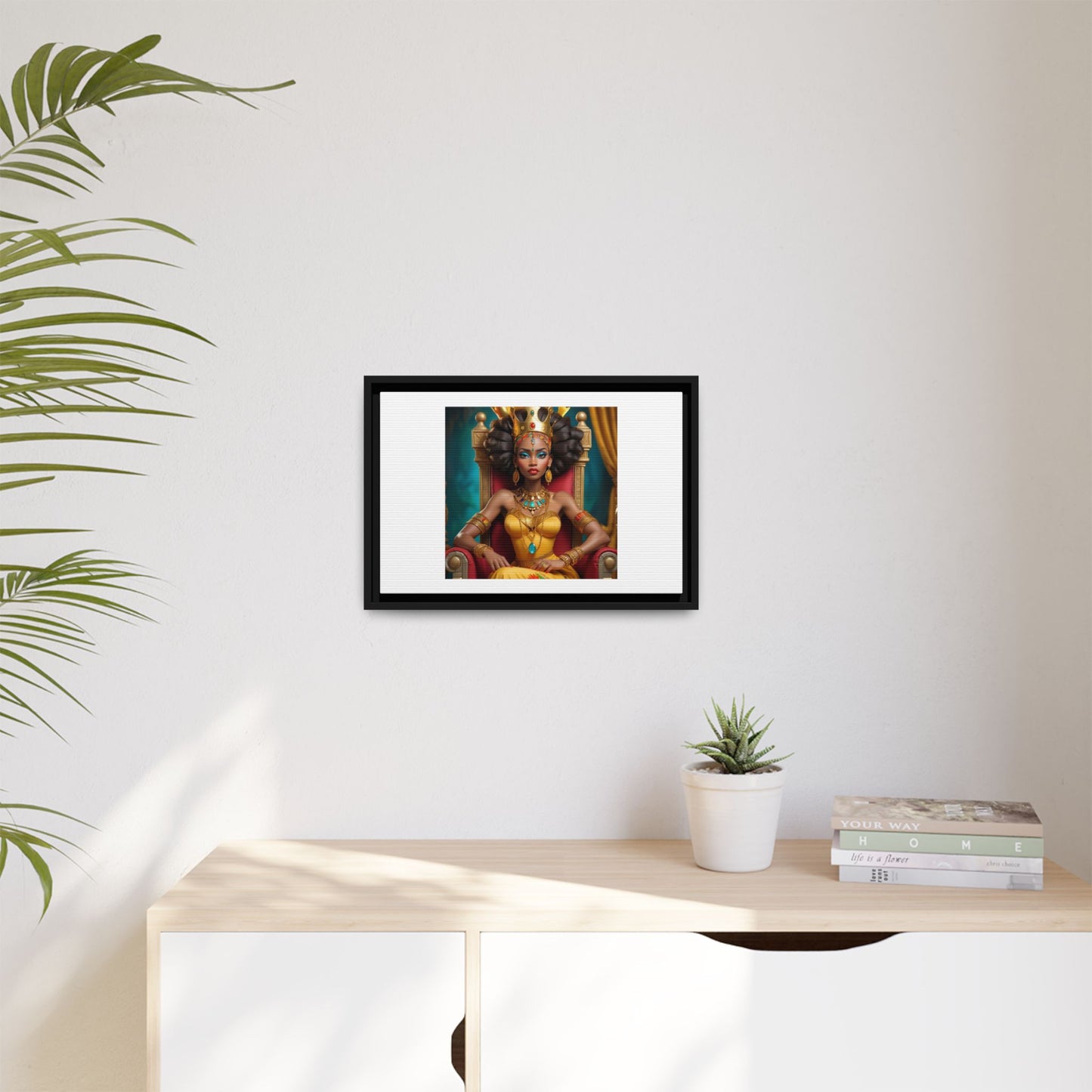 Framed Matte Canvas Art — Regal African Queen Portrait