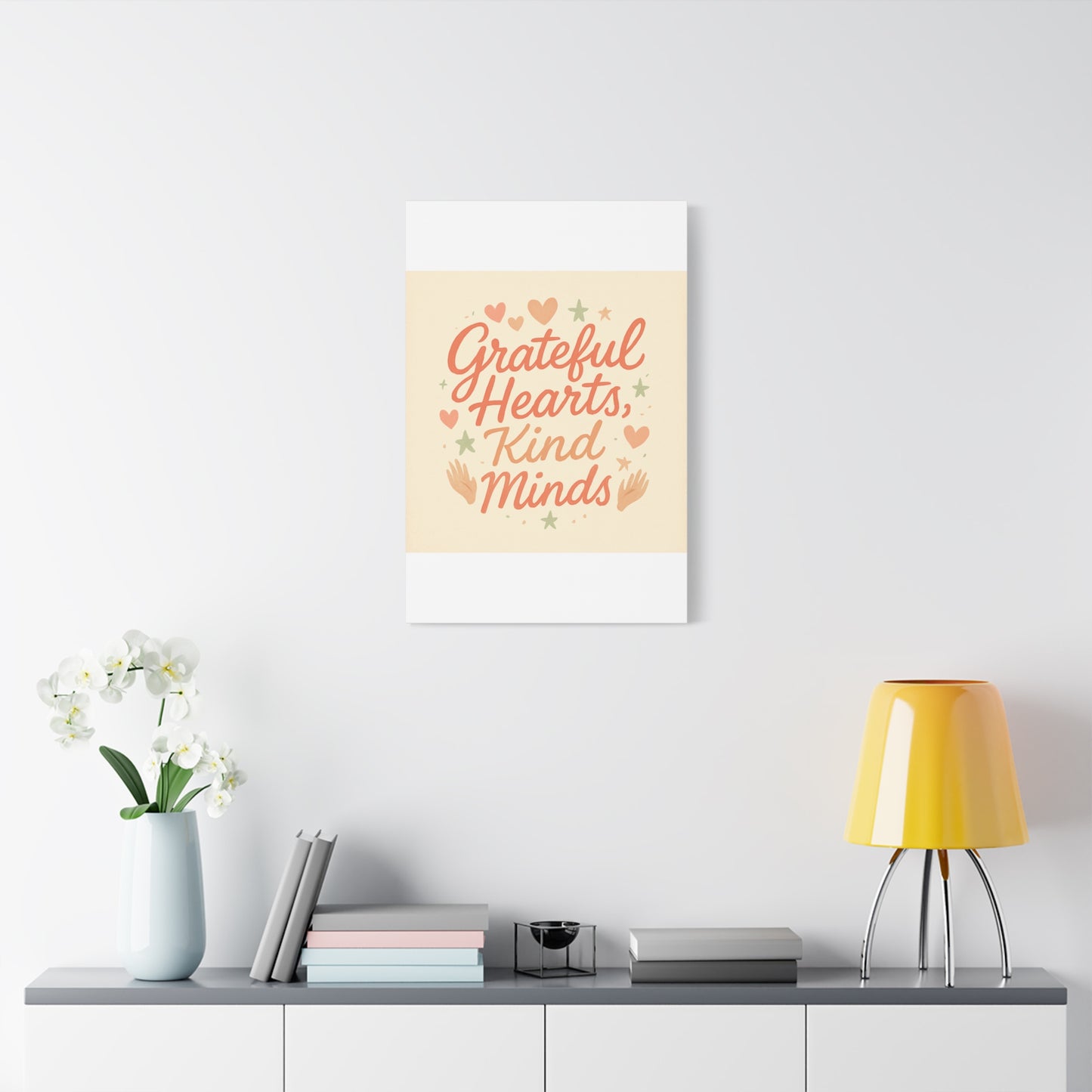 Grateful Hearts Kind Minds Canvas Wall Art — Inspirational Quote Matte Canvas