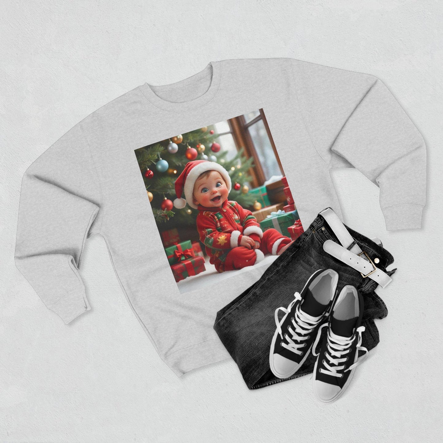 Festive Baby Santa Crewneck Sweatshirt, Holiday Gift, Christmas Apparel, Cute Sweatshirt, Family Matching Outfit