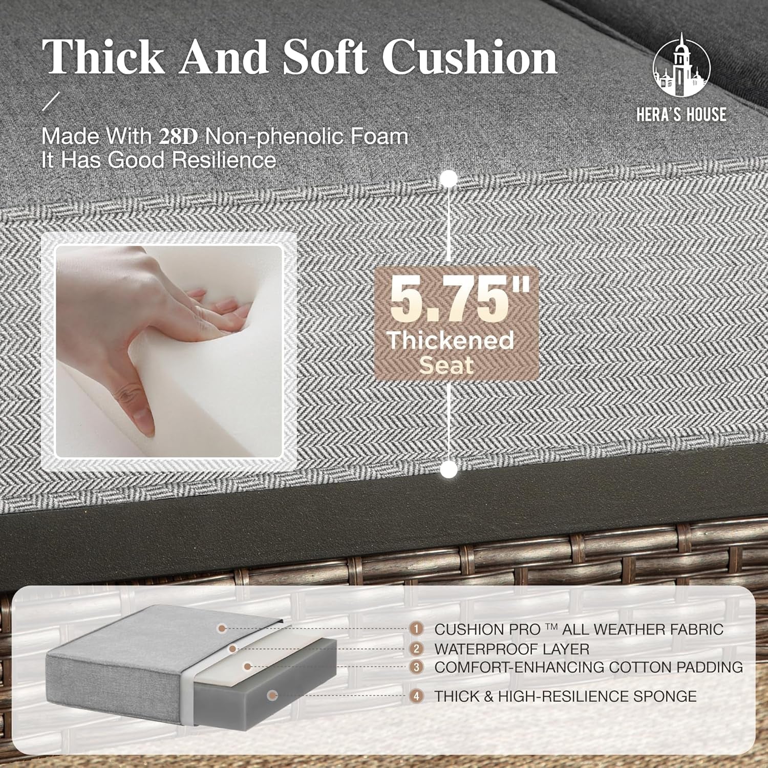 Grey 4 Piece Patio Furniture Set With Cushioned Chairs-3