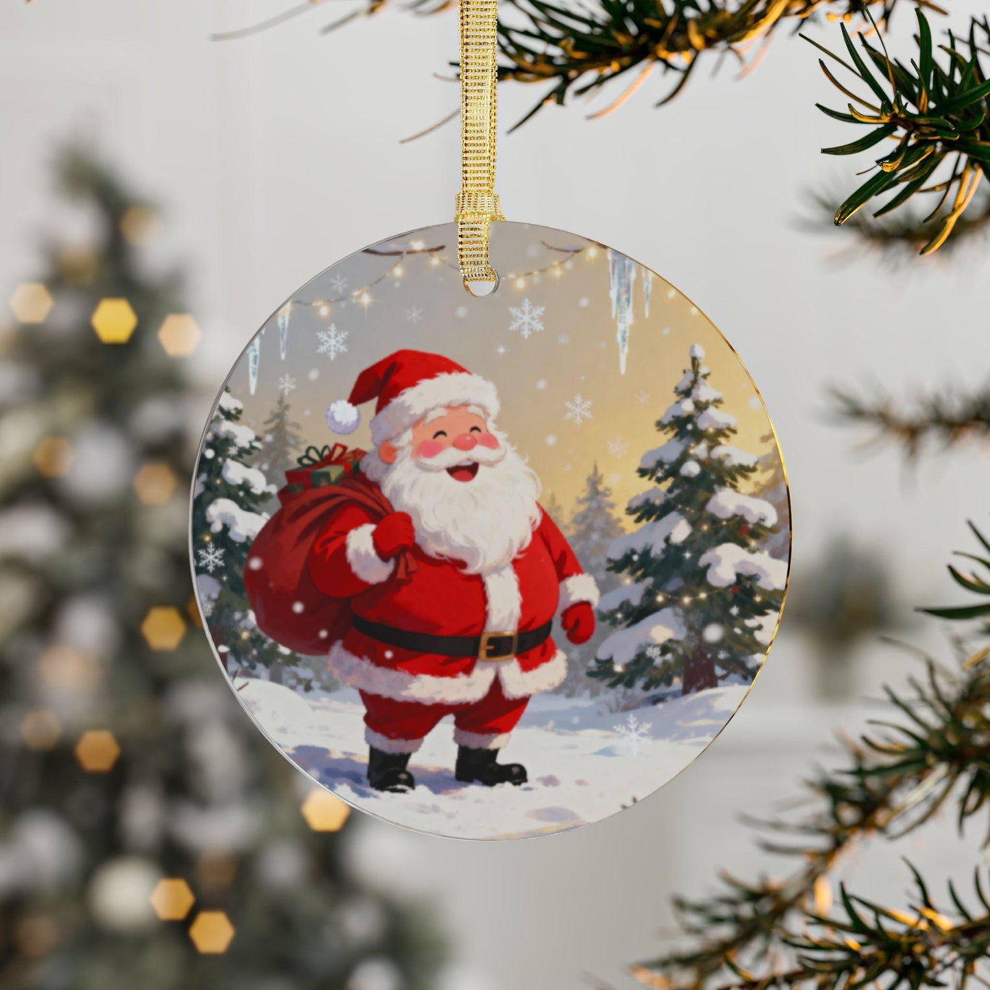 Festive Acrylic Ornaments: Santa Claus Holiday Decor, Christmas Tree Decorations, Personalized Gifts, Winter Wonderland Keepsakes