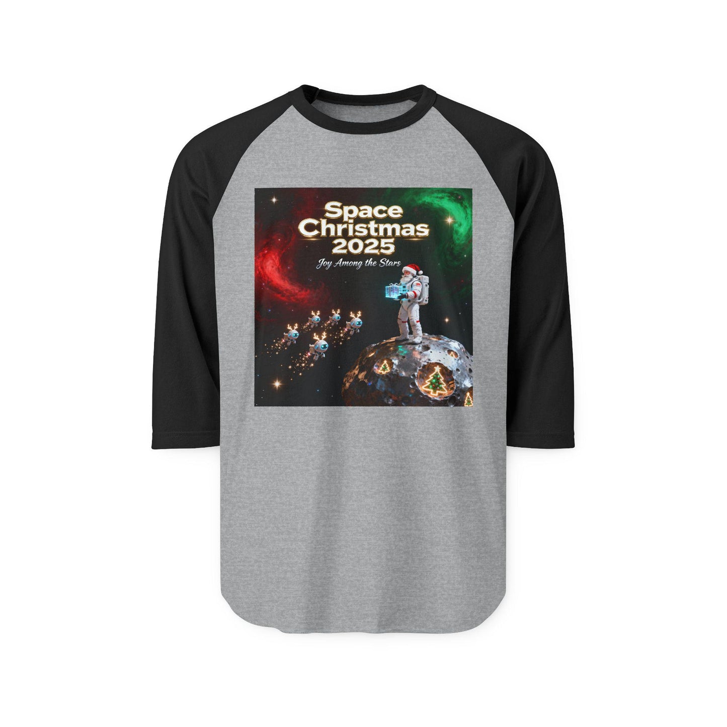 Space Christmas Raglan Shirt: Unisex Holiday Tee, Geeky Style