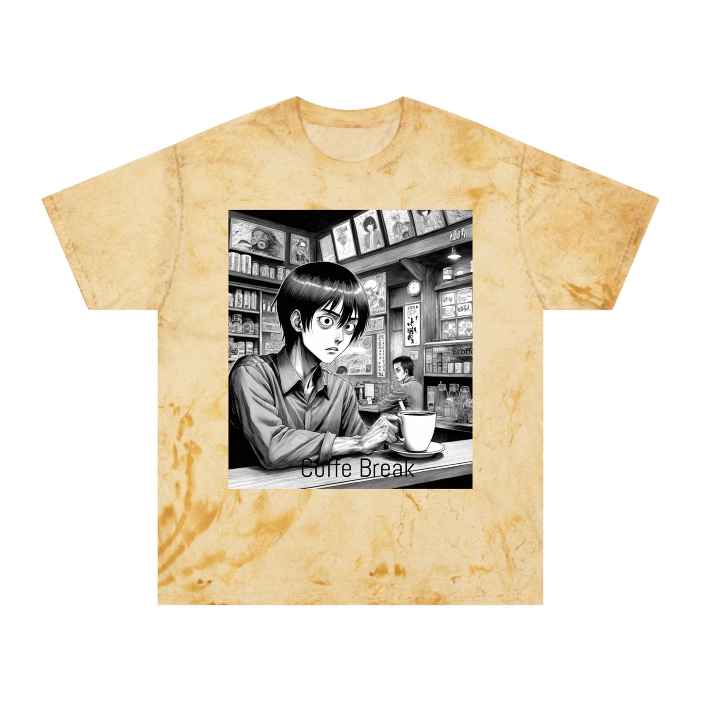 Vibrant Graphic Tee for Coffee Lovers, Unisex Color Blast T-Shirt, Casual Wear, Anime Art T-Shirt, Gift for Friends, Coffee Break Shirt