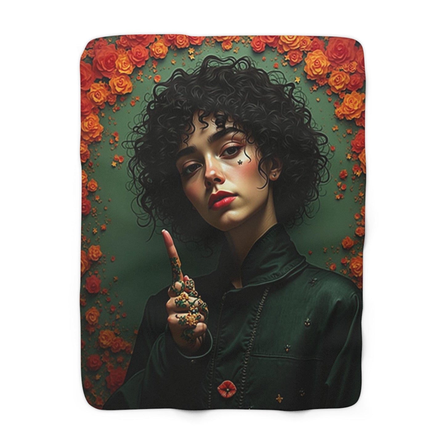 Bohemian Floral Sherpa Fleece Blanket, Cozy Throw for Home Decor, Gift for Her, Bedroom Essentials, Floral Design Blanket