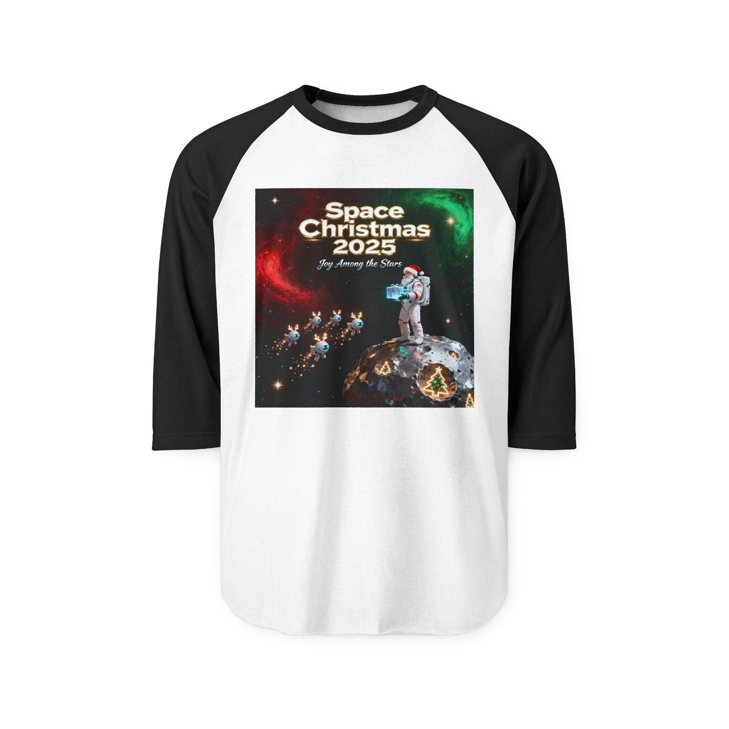 Space Christmas Raglan Shirt: Unisex Holiday Tee, Geeky Style