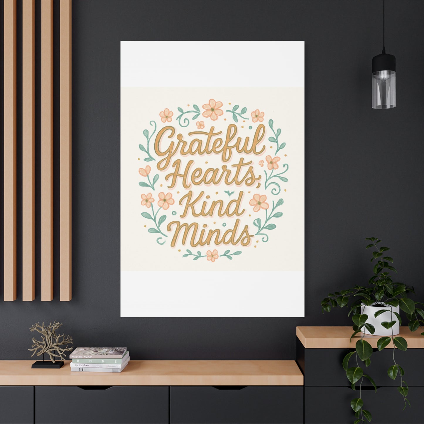 Grateful Hearts Kind Minds Canvas Wall Art