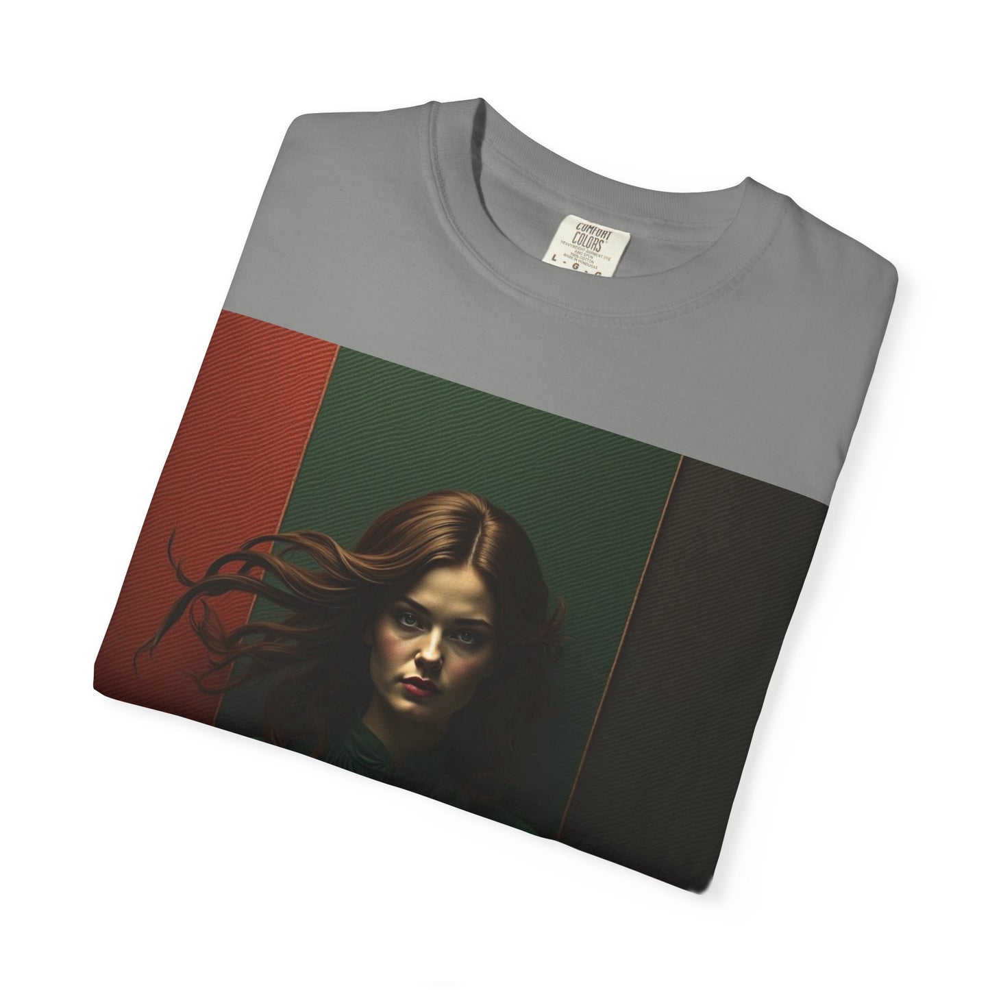 Portrait Photo Tee — Moody Green Woman Graphic T-Shirt