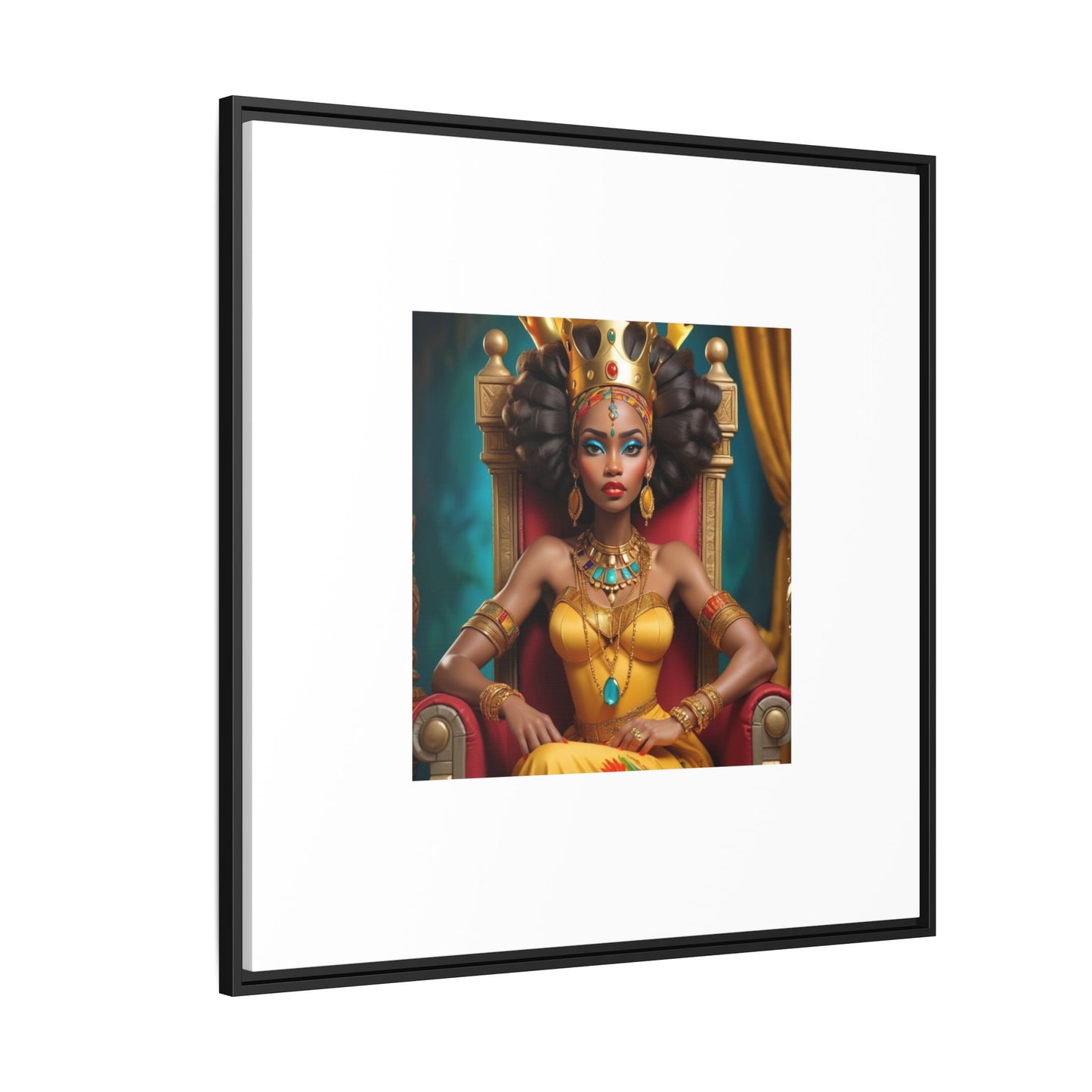 Framed Matte Canvas Art — Regal African Queen Portrait