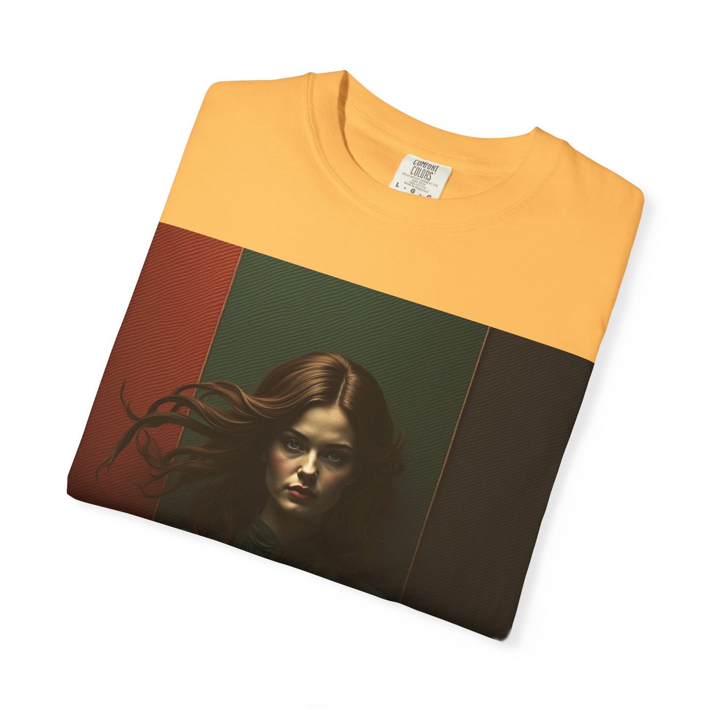 Portrait Photo Tee — Moody Green Woman Graphic T-Shirt