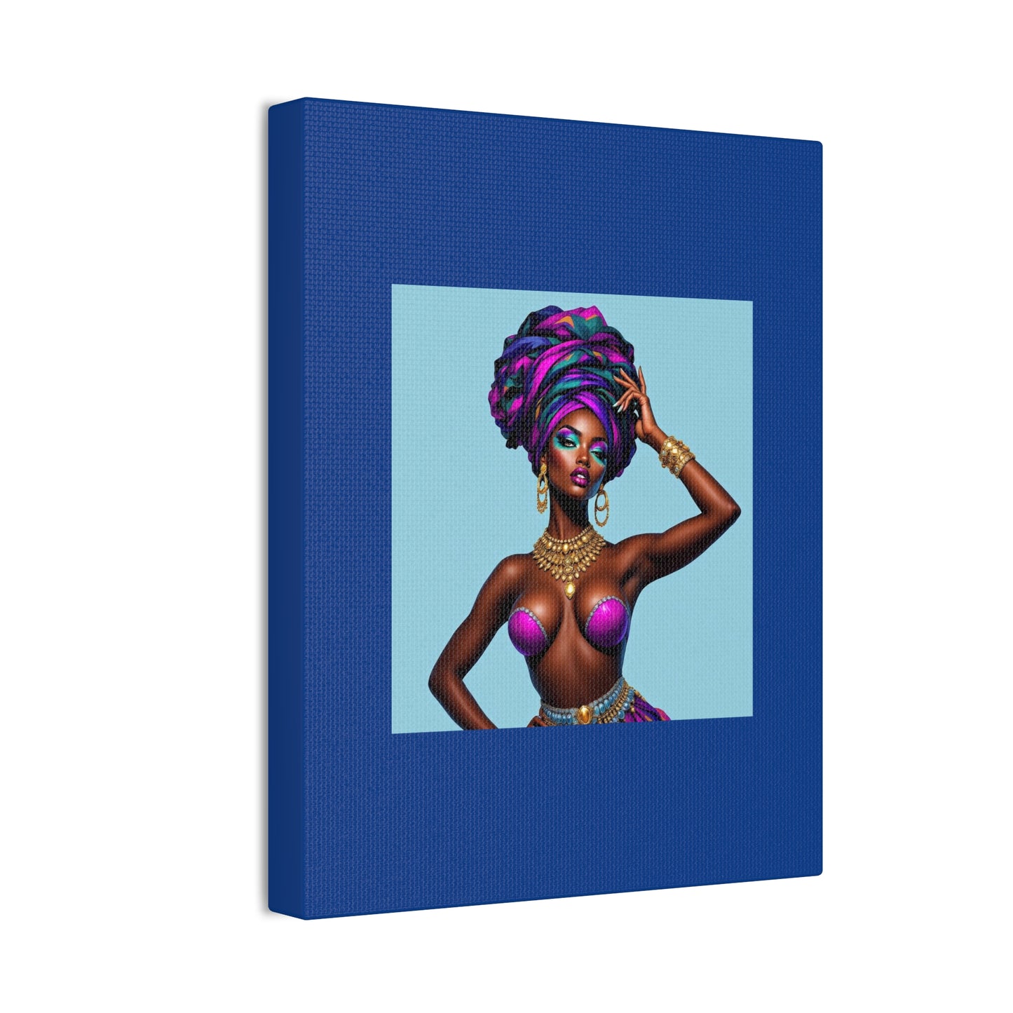 Afro Goddess Canvas Print — Vibrant Headwrap Wall Art