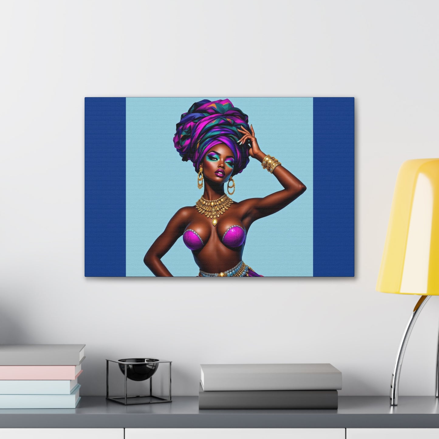 Afro Goddess Canvas Print — Vibrant Headwrap Wall Art