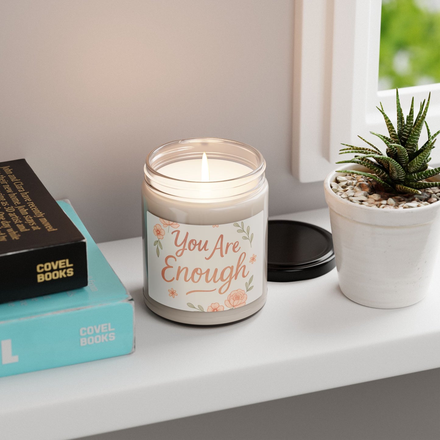 You Are Enough Soy Candle — 9oz Scented Jar, Floral Self-Love Gift