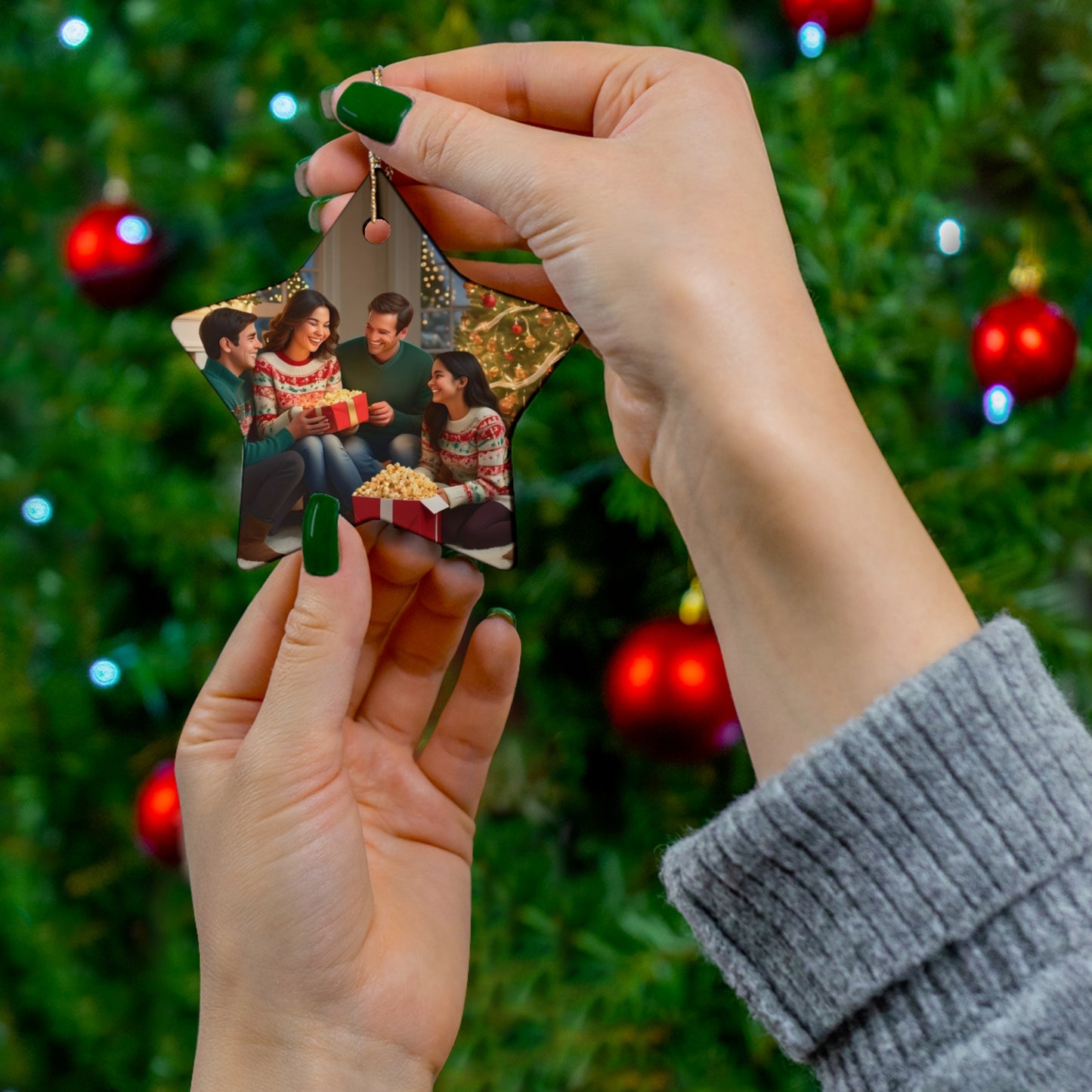 Ceramic Star Ornament — Personalized Photo Christmas Decoration